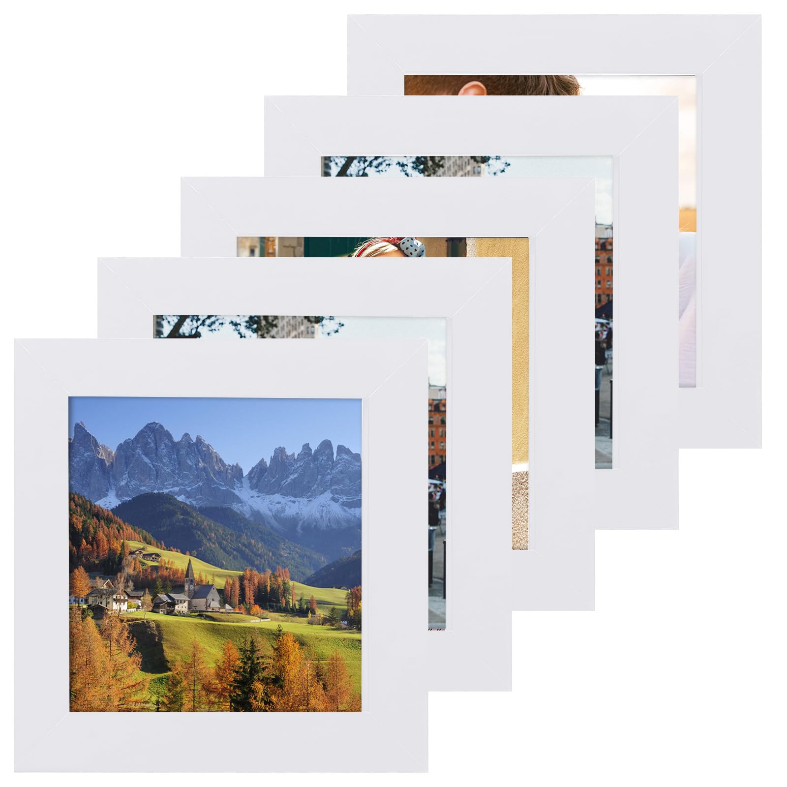 5Pack 4x4 Inch Frame, Square Photo Frames with Plexiglass for Picture 4x4, Small Wall Gallery Photo Frames, Backing for Display on Table Desk Top or Wall Hanging, Home Office Decoration
