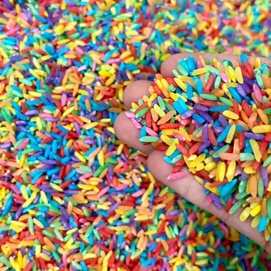 Rainbow Rice Sensory Bin Filler for Sensory Play – 2 LB (4 Cups) | Non-Toxic Colored Rice For Sensory Tables | DIY Montessori Color Rice Activities | Rice Sensory Bin Filler for Educational Play