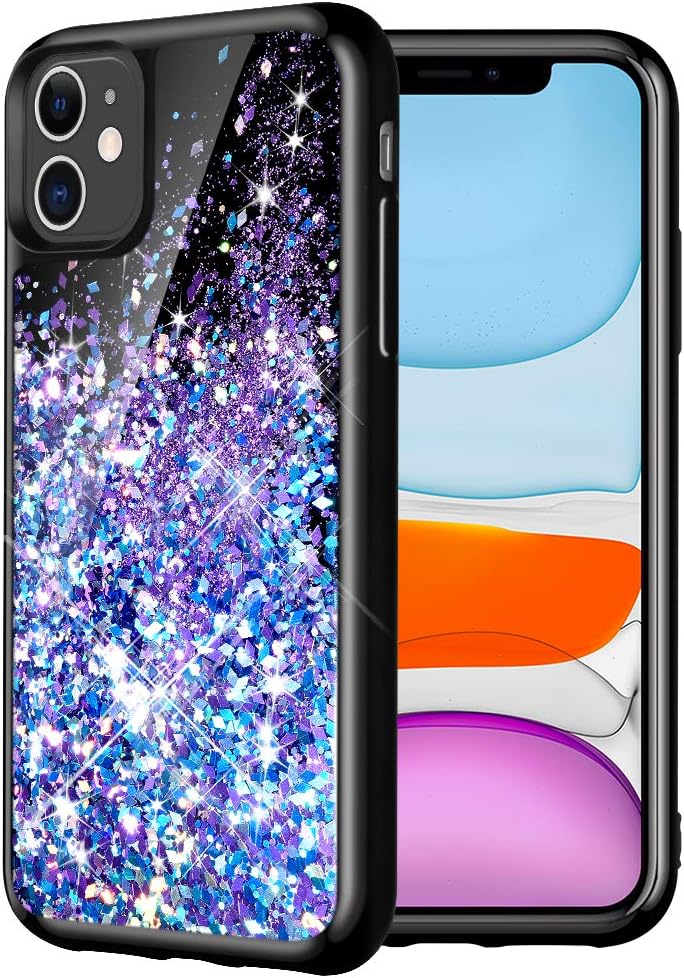 Amazon Com Caka Case For Iphone 11 Glitter Case Starry Night Liquid Bling Sparkle Cute Luxury Fashion Flowing Glitter Soft Tpu Black Women Girls Phone Case For Iphone 11 6 1 Inch Blue Purple