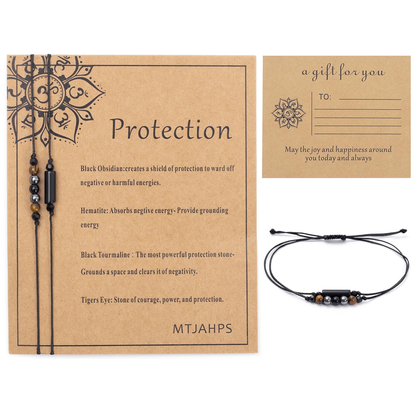 Protection Bracelet, empath protection, black obsidian Crystals and Healing Stones Bracelet for Women ，Luck ，Anxiety and Stress Clam Bracelet