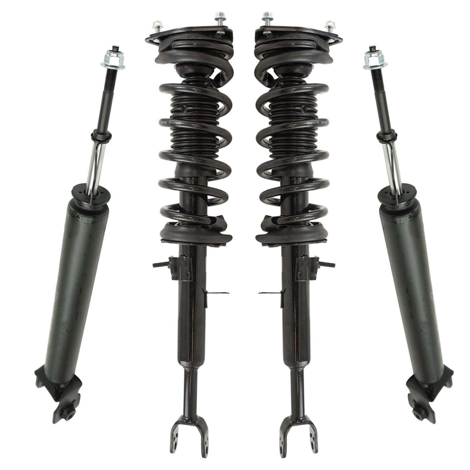 TRQ Front Rear Loaded Complete Strut Shock Spring Assembly Kit Set 4pc