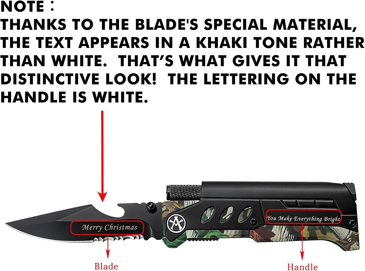 Custom Engraved Folding Knife for All American Holidays – EDC Multi-Tool with Fire Starter, LED Light & Bottle Opener – Personalized Gift for Father’s Day, Mother’s Day, Christmas, Birthday, Valentine’s, Graduation, Independence Day, Flag Day, Memorial Day, Veterans Day for Dad, Mom, Men, Women, Him, Her