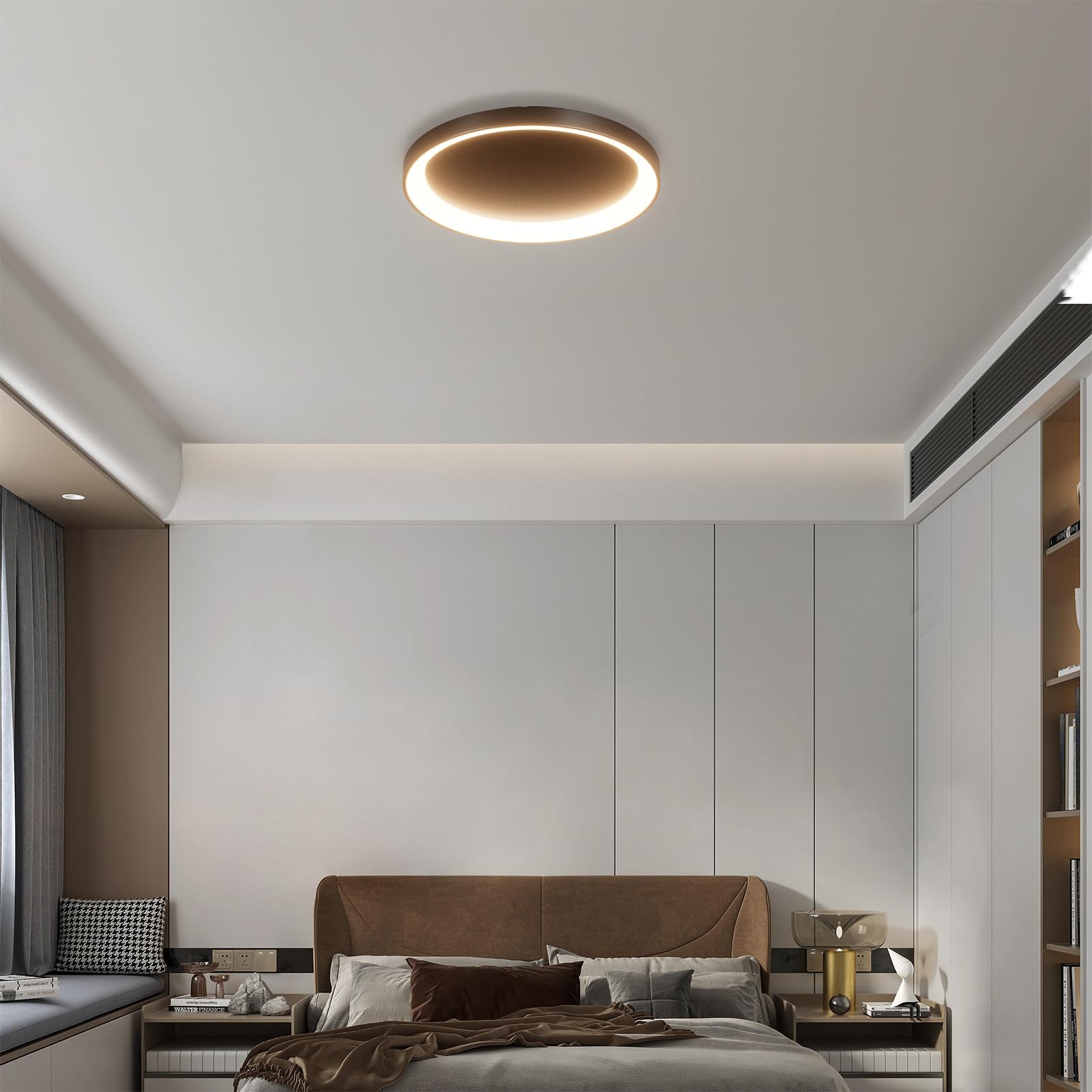 Klighten Plafonnier LED Rond 56W 3500 Lumen, Lampe de Plafond Design en Métal, Luminaire Plafonnier Moderne pour Couloir Chambre Cuisine Salon, 48cm, Blanc Chaud 3000K, Noir