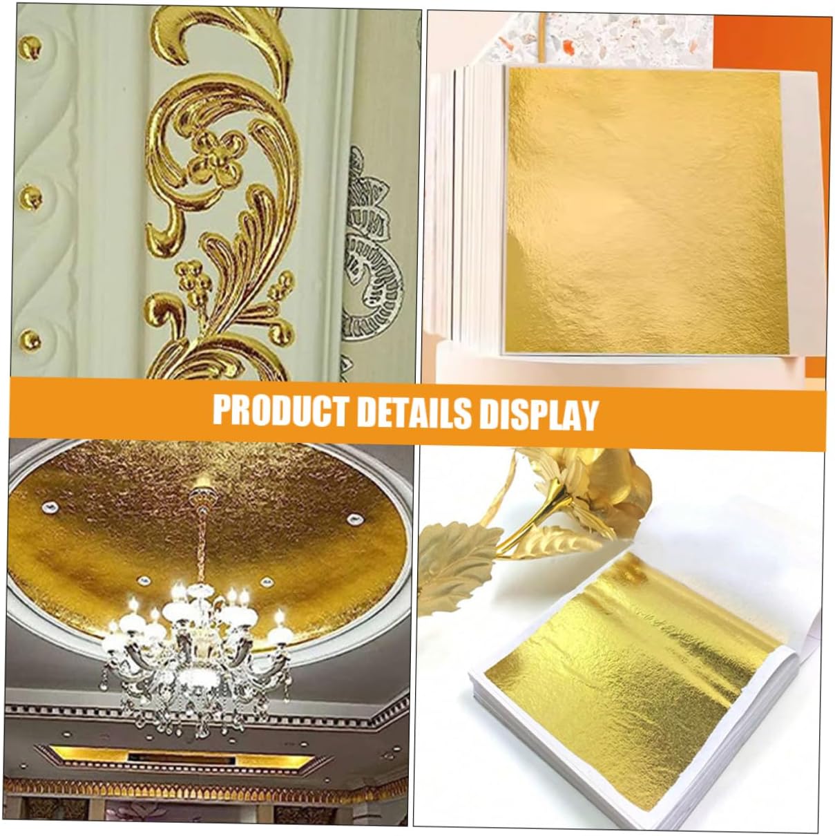 KONTONTY 1bag Imitation Gold Foil Sheets for Crafts Decorative Leaf Sheets Metallic Iridescent Gold Leaf for Art