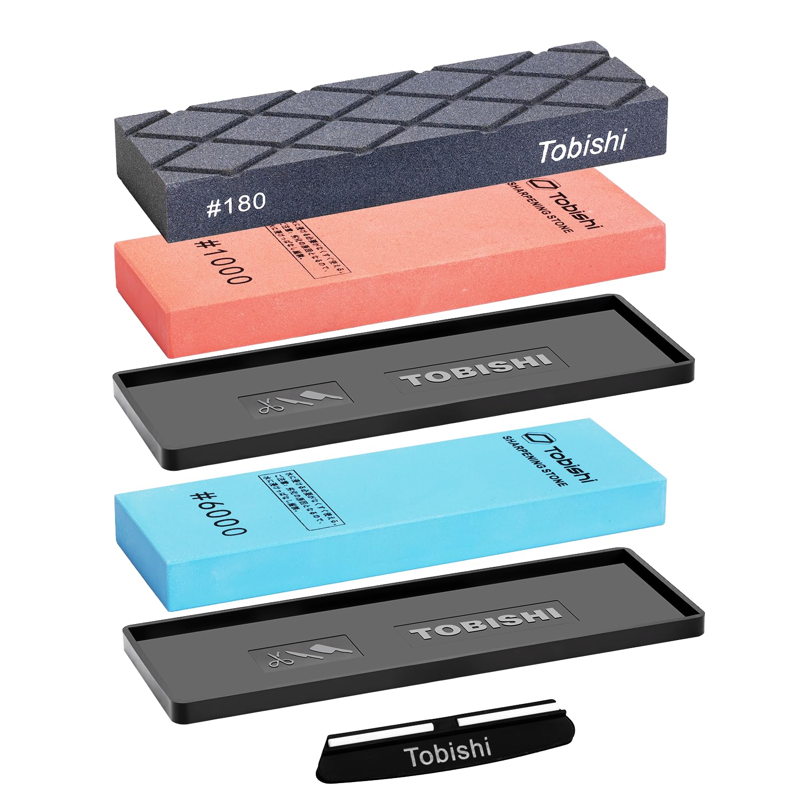 Tobishi #1000 #6000 Grit Accurate, Non-Absorbent Whetstone Set, Strong Anti-Slip Rubber, Large, Angle Fixing Holder Included, Medium Whetstone for Household Use : DIY, Tools & Garden