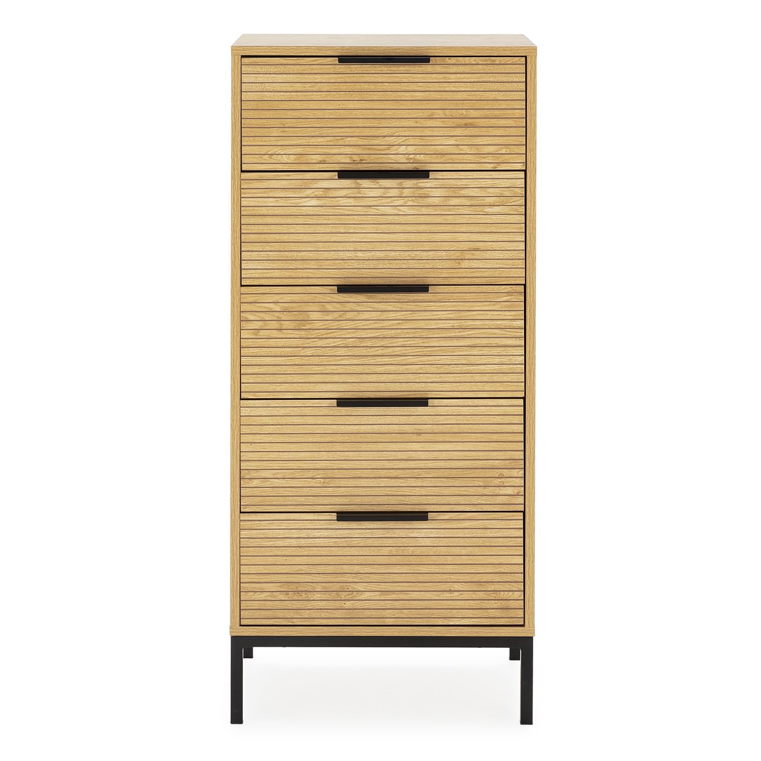 HOMN LIVING Cómoda Alta Mónica 5 cajones Color Madera, 50 cm (Ancho) 40 cm (Profundo) 115 cm (Altura)