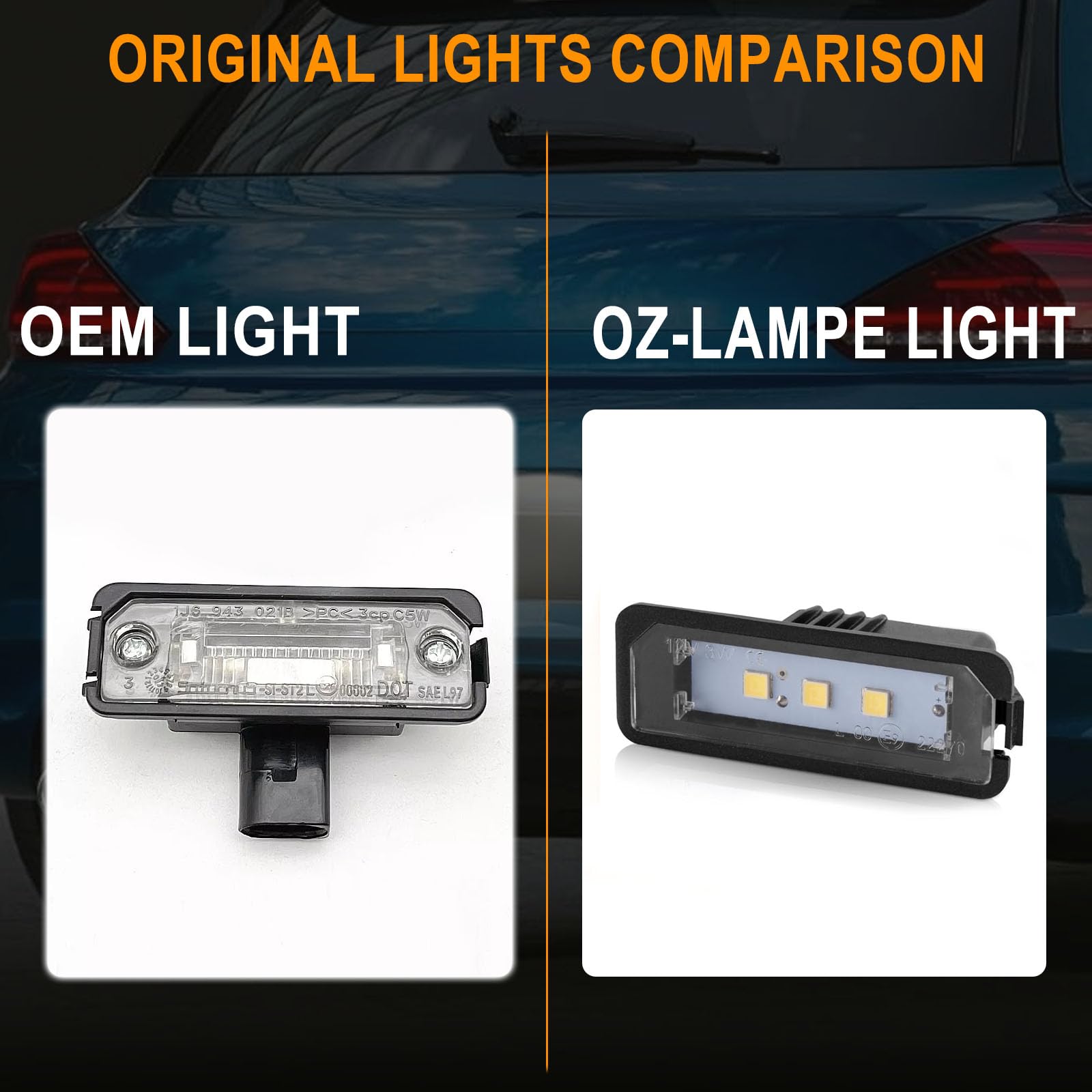 2 sztuki oświetlenia tablicy rejestracyjnej LED do VW Golf 4 5 6 7 Lupo Scirocco Polo 9N 6R Pa-ssat 3c B6 Limousine CC Phaeton NEW Beetle 2 EOS, tablica rejestracyjna z magistralą CAN, 3 SMD