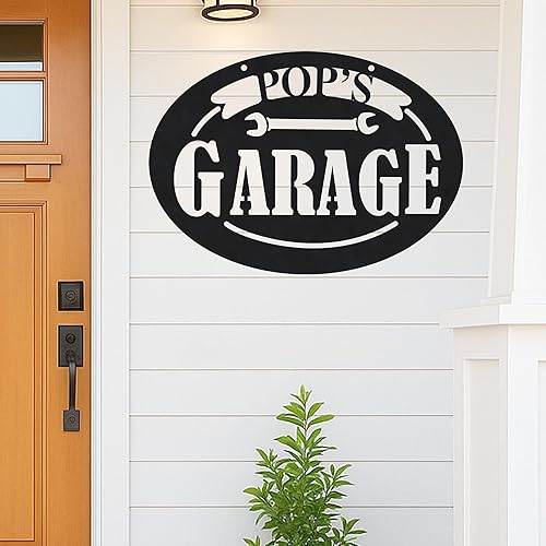 Miniatura 160 de Letrero personalizado de taller de garaje para hombres – Arte de pared de metal con nombre personalizado para entusiastas de autos, constructores y