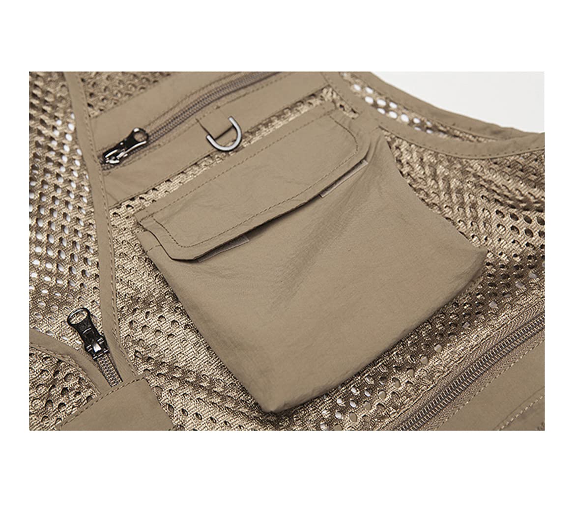 Herren Entladungsweste Fotografen Weste Mesh Arbeit Ärmellos Mantel Sommer Werkzeug Multi-Pocket Jacke, 3, XXXXL