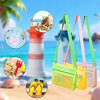 Vista 5 de Bolsas de concha para playa - Bolsas de malla para recoger conchas para niños, recogiendo conchas