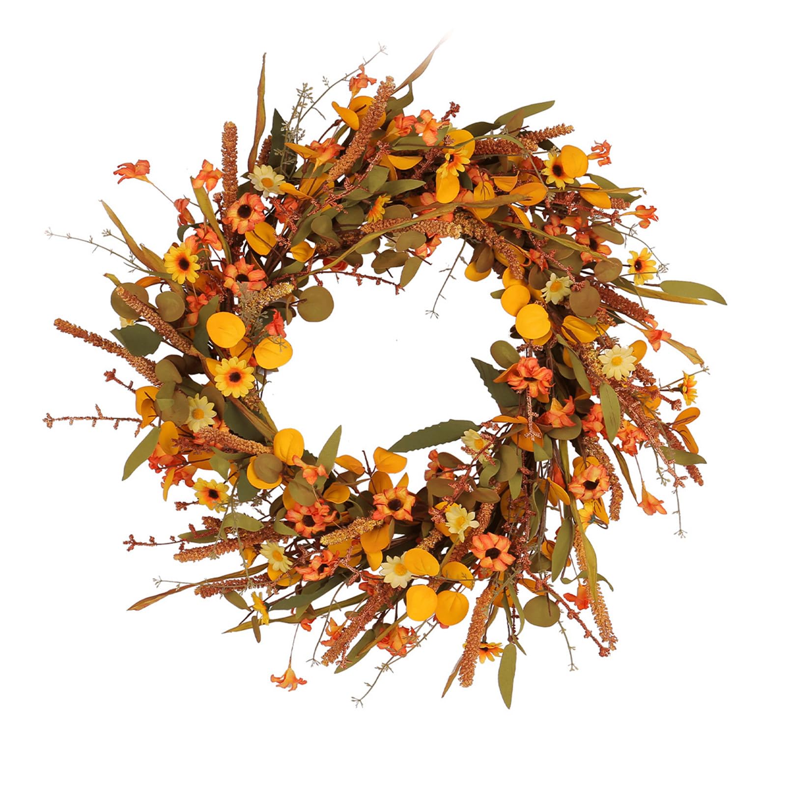 Couronne artificielle pour porte d'entrée et centre de table de Thanksgiving chaleureux