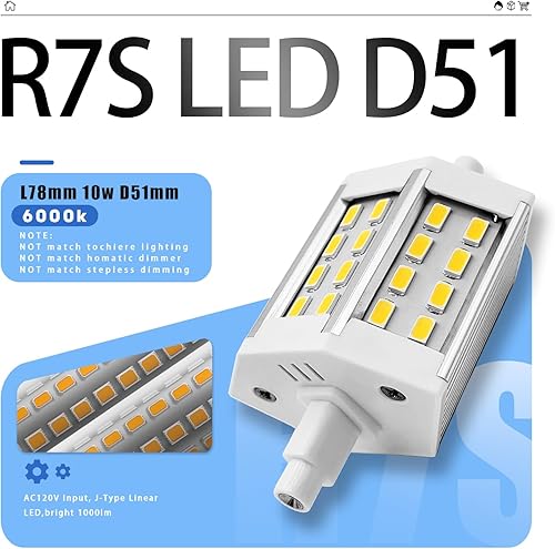 Miniatura 3 de Bombilla LED R7s de 3.071 in regulable de 3 pulgadas J78 120 V 1100 lm Luz de inundación de 100 W de tungsteno, lámpara halógena de repuesto tipo J