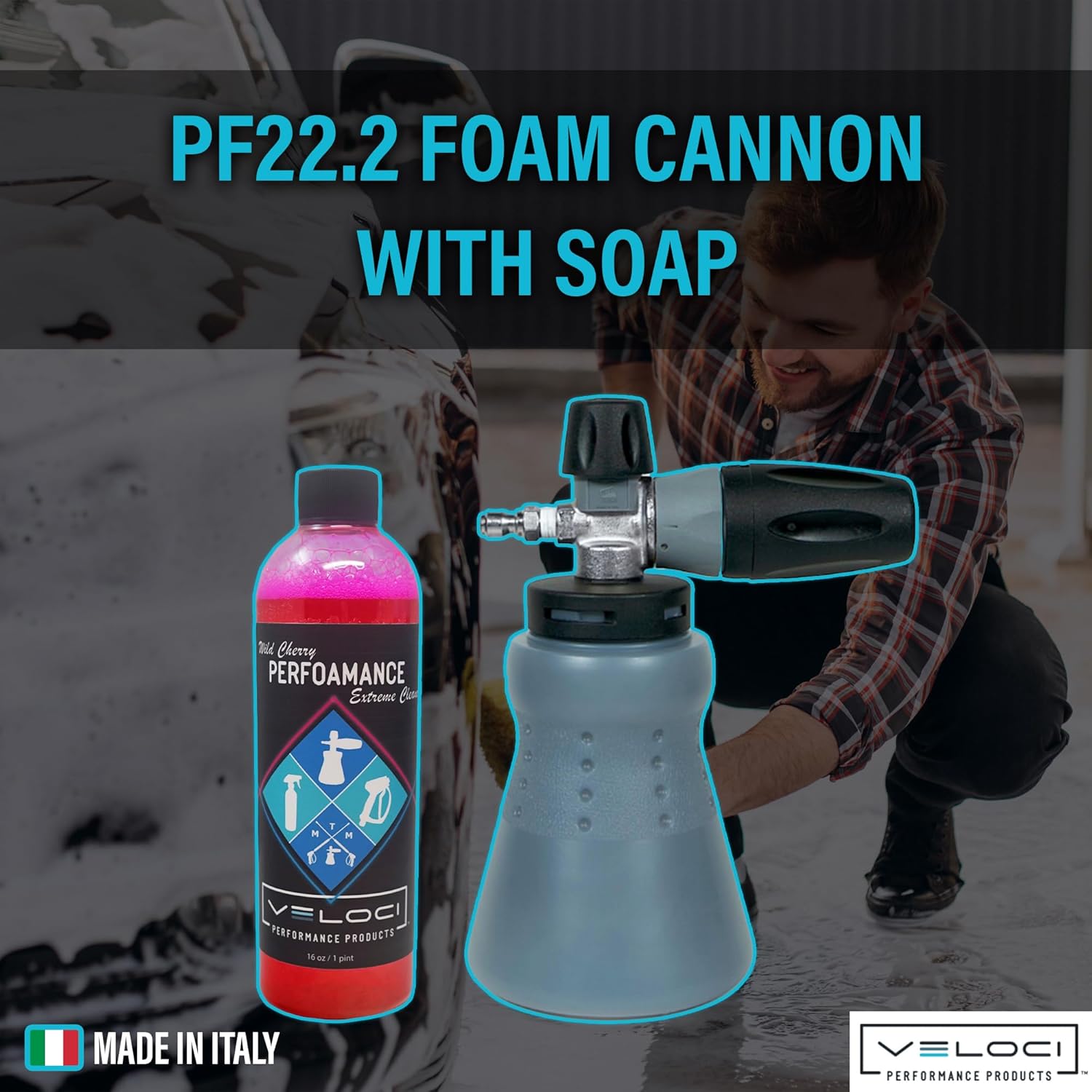MTM Hydro PF22 Foam Cannon with Wide Mouth Bottle, 16 oz. Bottle of Car Wash Soap Included