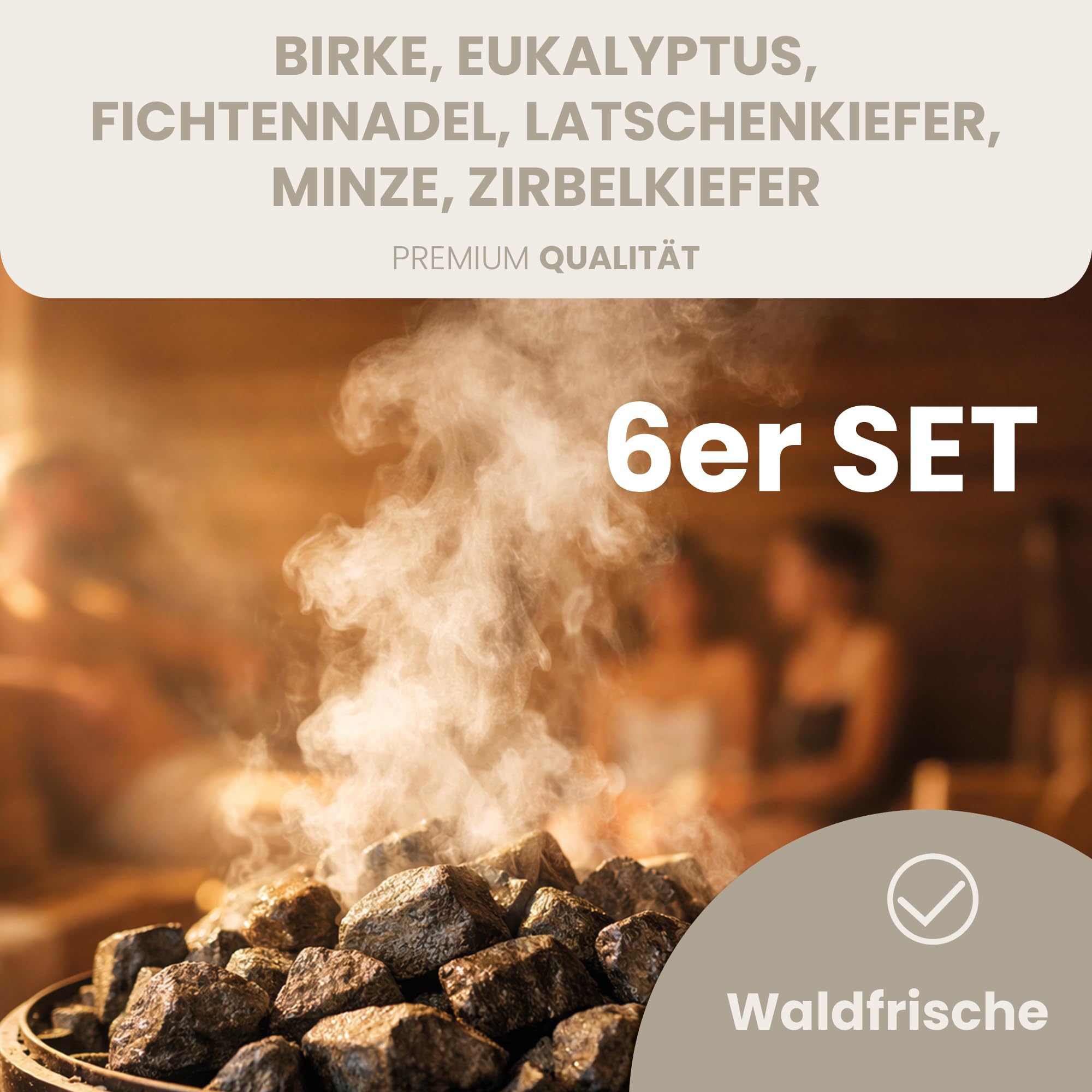 HAF Set di infusioni per sauna "Waldfrische" – 6 x 250 ml per sauna betulla, eucalipto, ago di abete rosso, pino, menta, pino, profumo per sauna con oli essenziali naturali e senza additivi
