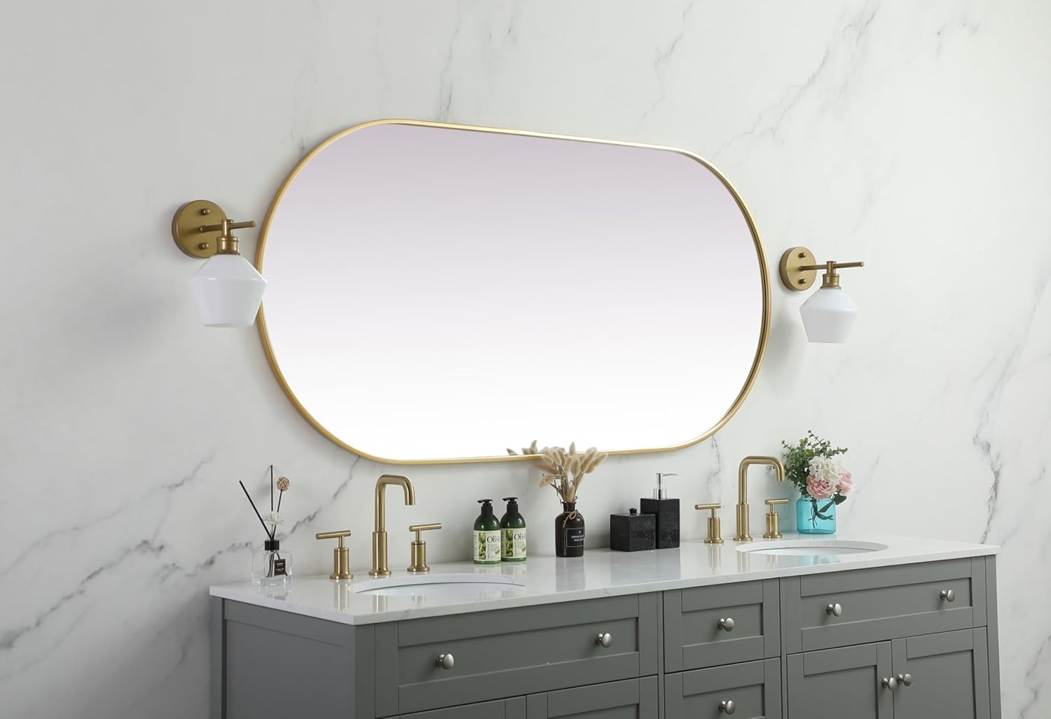 Metal Frame Oval Mirror 30X60 Inch in Black, 843898