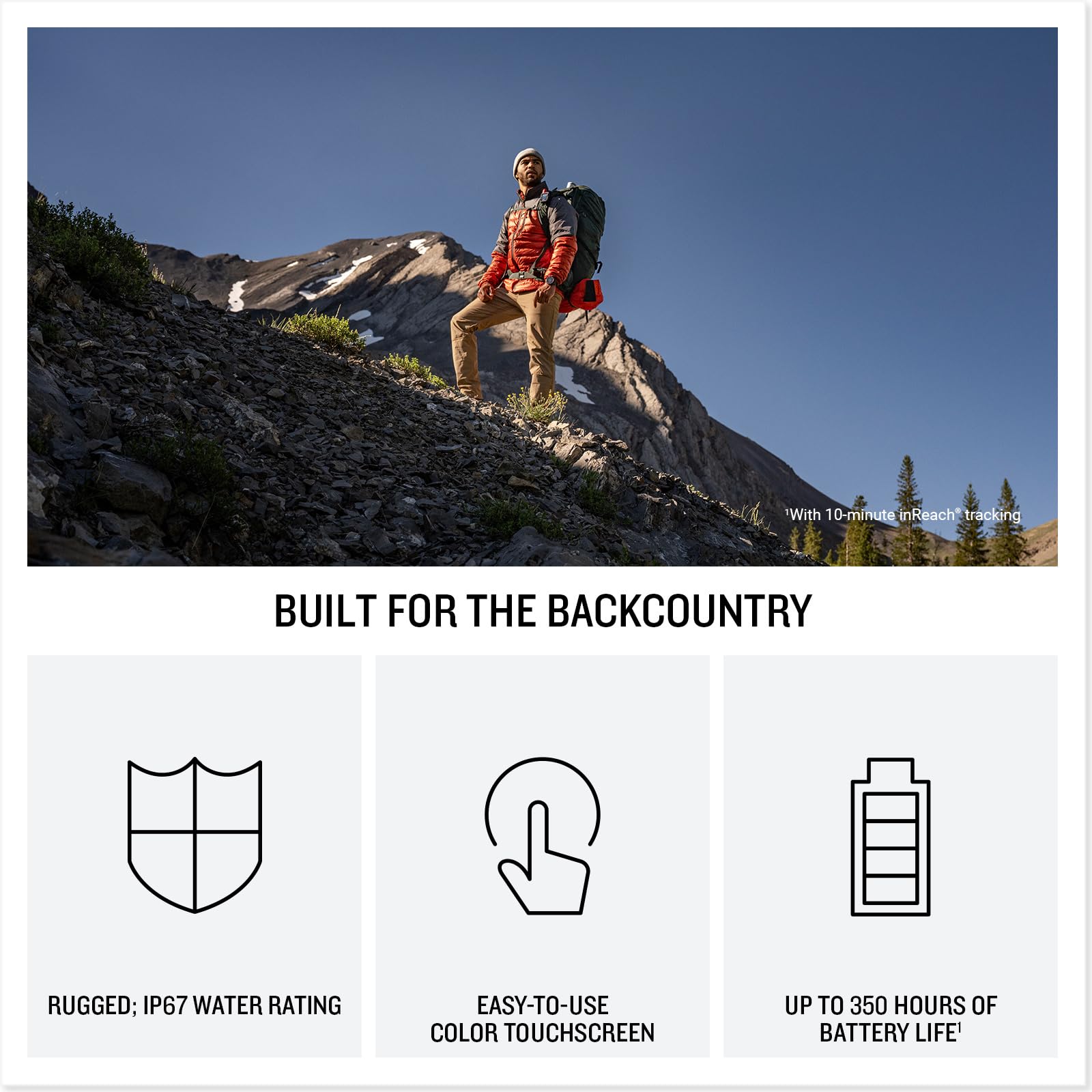 Garmin inReach Mini 3 Communicateur satellite mondial compact et robuste avec écran tactile couleur, SMS bidirectionnel, messagerie SOS d'urgence et longue durée de vie de la batterie jusqu'à 350