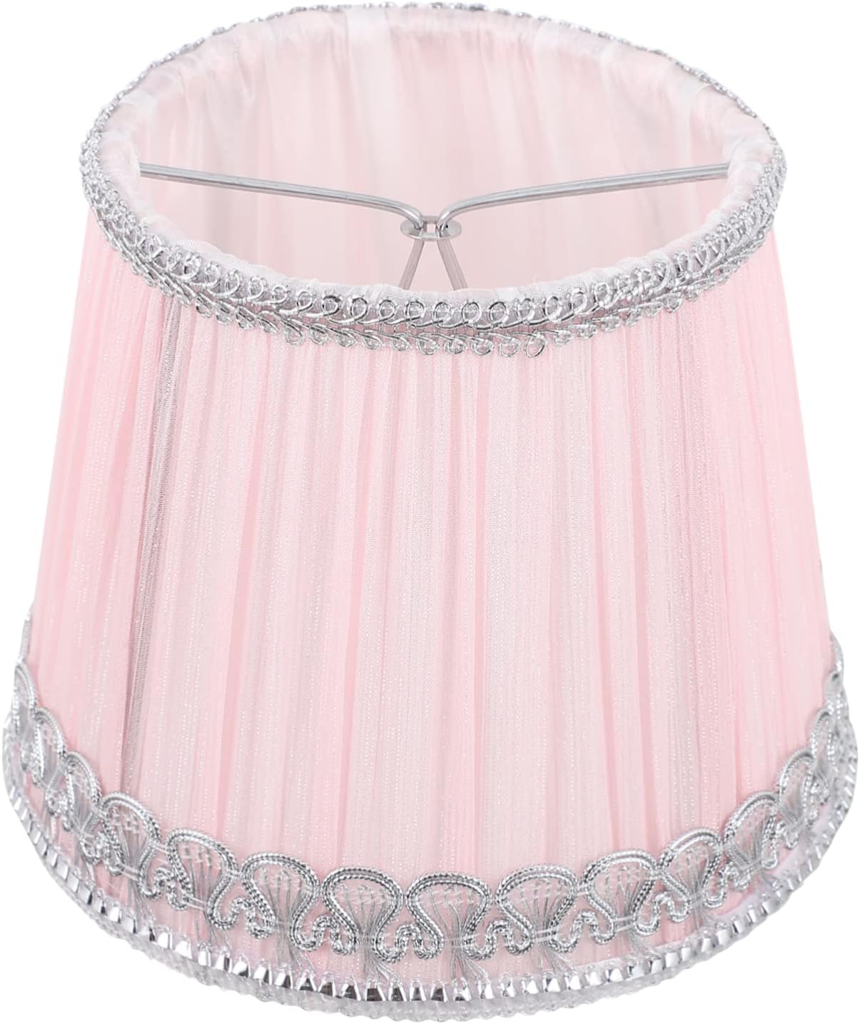 Angoily Fabric Lampshade, Small Lamp Shades For Floor Lamps, European Lamp Shade, Chiffon Pleated Lampshade, Clip-on Lamp Shade, Chandelier Lamp Cover for Home Office (pink) 14.5X12CM Pink