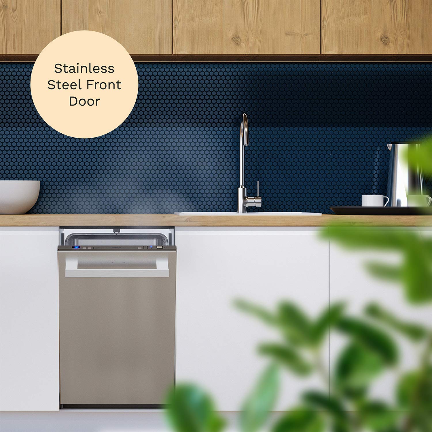 hOmeLabs 18 Inch Wide BuiltIn Dishwasher with Stainless Steel Front