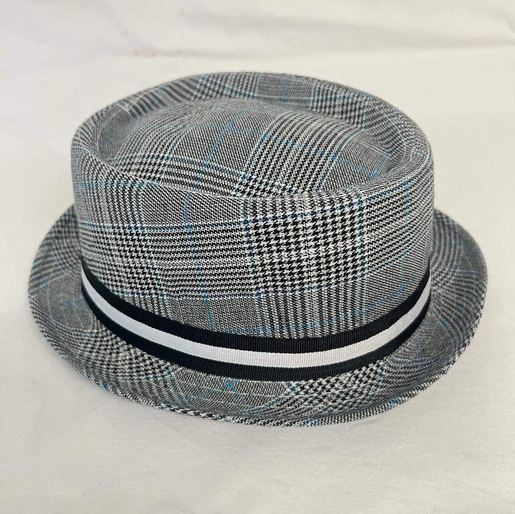 Grey Rude Boy Ska Pork Pie Hat with Contrasting Ribbon Band Detail