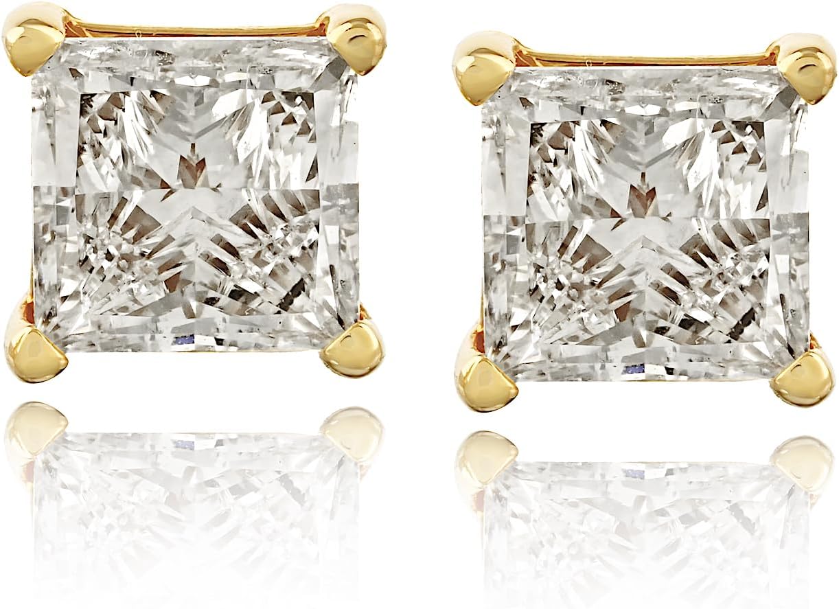 The Diamond Channel CERTIFIED 1 to 6 Carat LAB GROWN Princess-Cut Diamond Stud Earrings Round Cut 4 Prong Screw Back (F-G Color, VS1-VS2 Eye Clean Clarity)