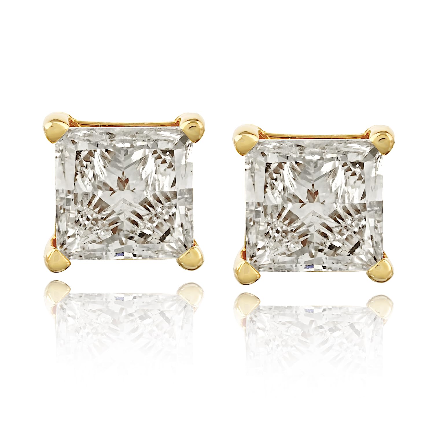 The Diamond Channel CERTIFIED 1 to 6 Carat LAB GROWN Princess-Cut Diamond Stud Earrings Round Cut 4 Prong