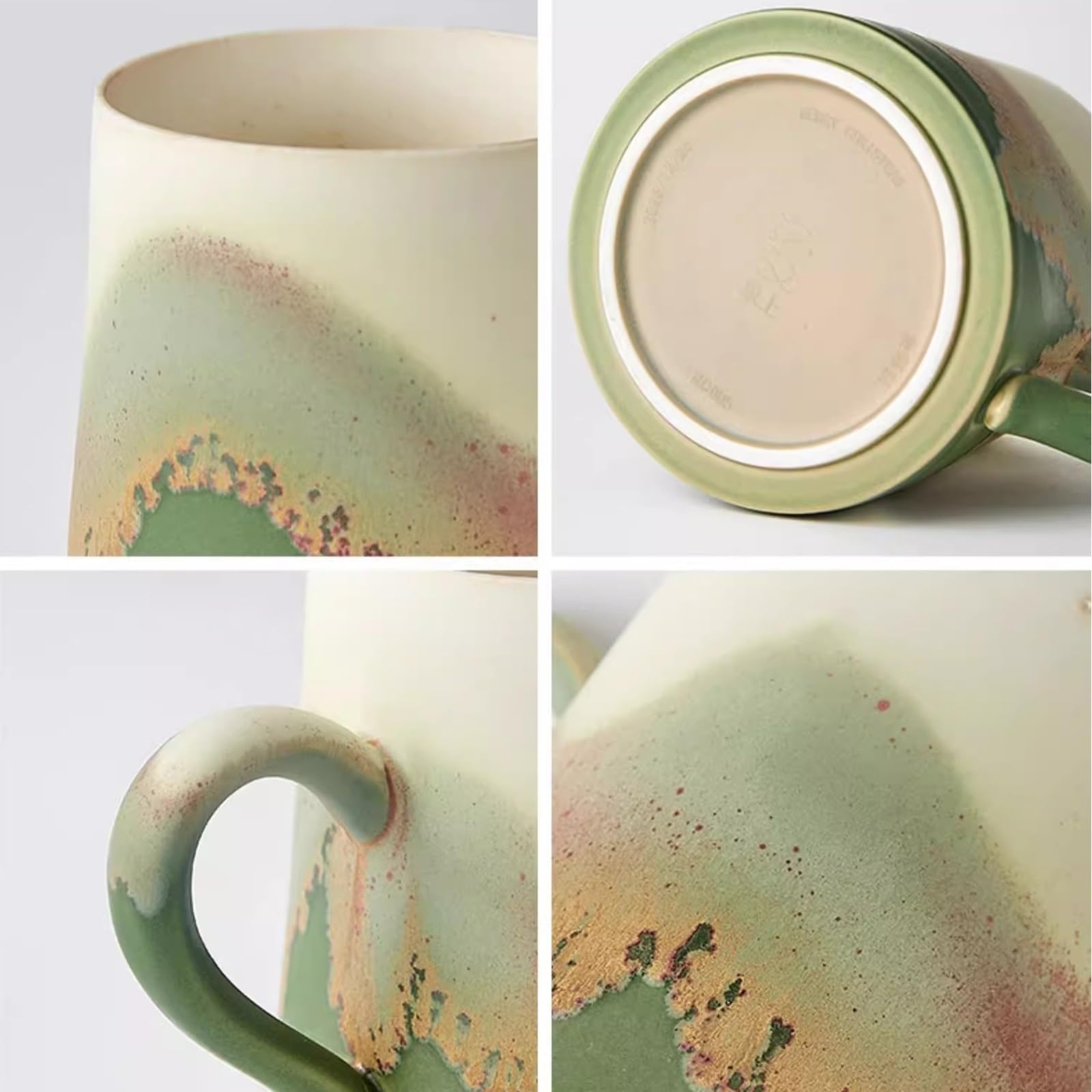 Handgefertigte Kaffeetassen, Tragbarer Kaffeebecher zum Mitnehmen fürs Camping, Keramik-Teetasse für zu Hause, 325 Ml, für Heiße und Kalte Getränke, Geburtstagsgeschenke für Männer(Black)