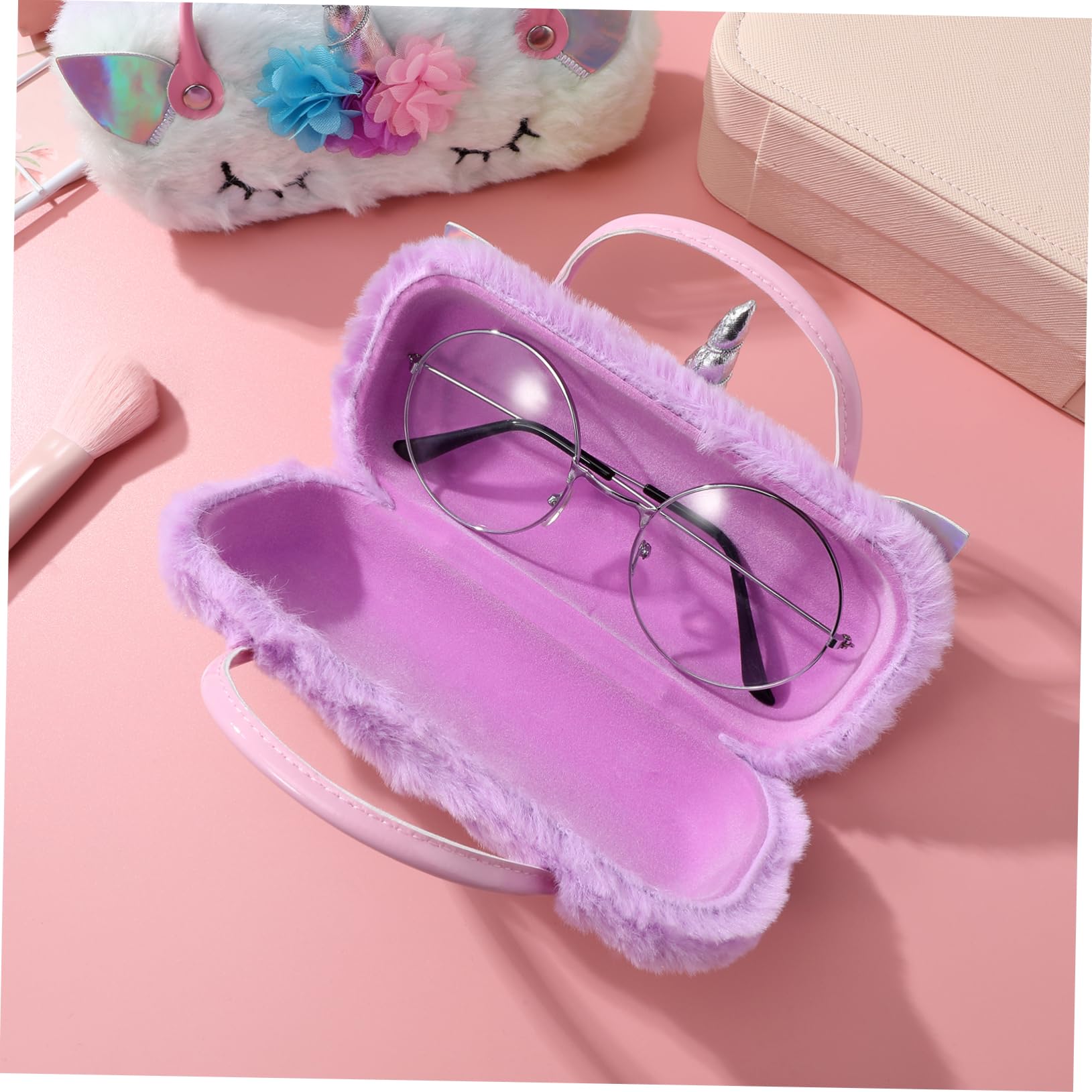 BESPORTBLE Custodia per Occhiali Unicorno Portatile 2 Pezzi Microfibra | Peluche Pu, per Lettura e Sole, Uso Quotidiano e Viaggio, Semplice e Fashion