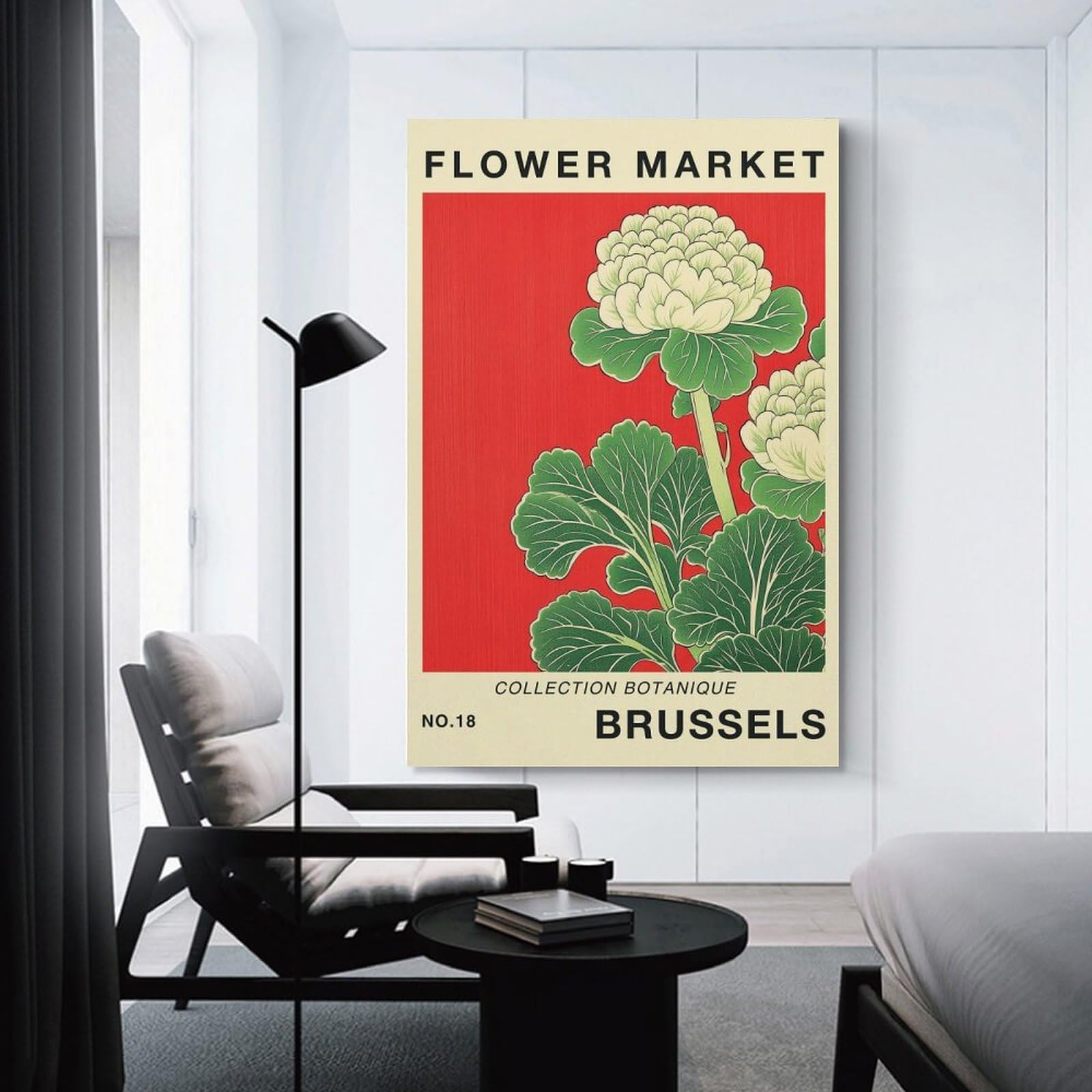 Junmoney Unframe-Style-6 Brussels Flower Market Poster Canvas Wall Picture, 24X36inch(60X90cm), For Study, Office Or Focused Interiors, Home Office Artwork With Decorative Appeal