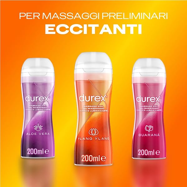 Durex Massage 2 in 1, Gel Lubrificante Intimo a Base Acqua e Gel per Massaggi, con Ylang Ylang, 200 ml - 4