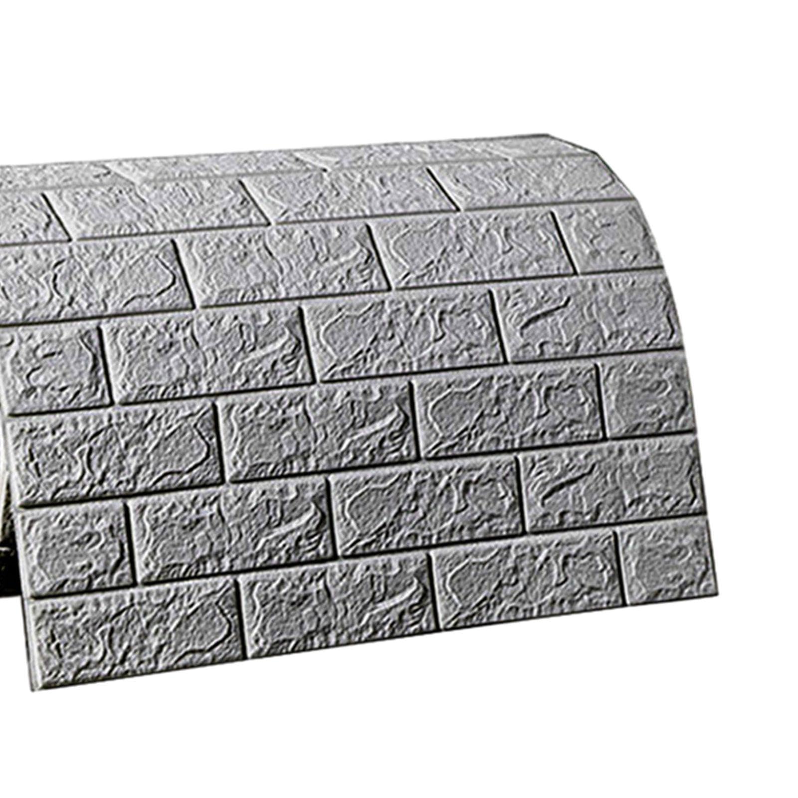 Adesivo da parete 3D, pannelli da muro in finti mattoni, carta da parati in schiuma stacca e incolla, per la cucina, grigio