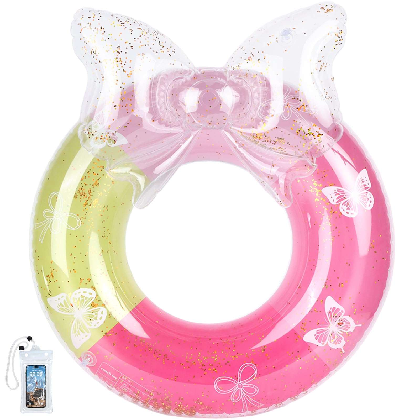 Hittriu 2Pcs Swim Ring & Underwater Pouch Set, 73cm Inflatable Pool Tube