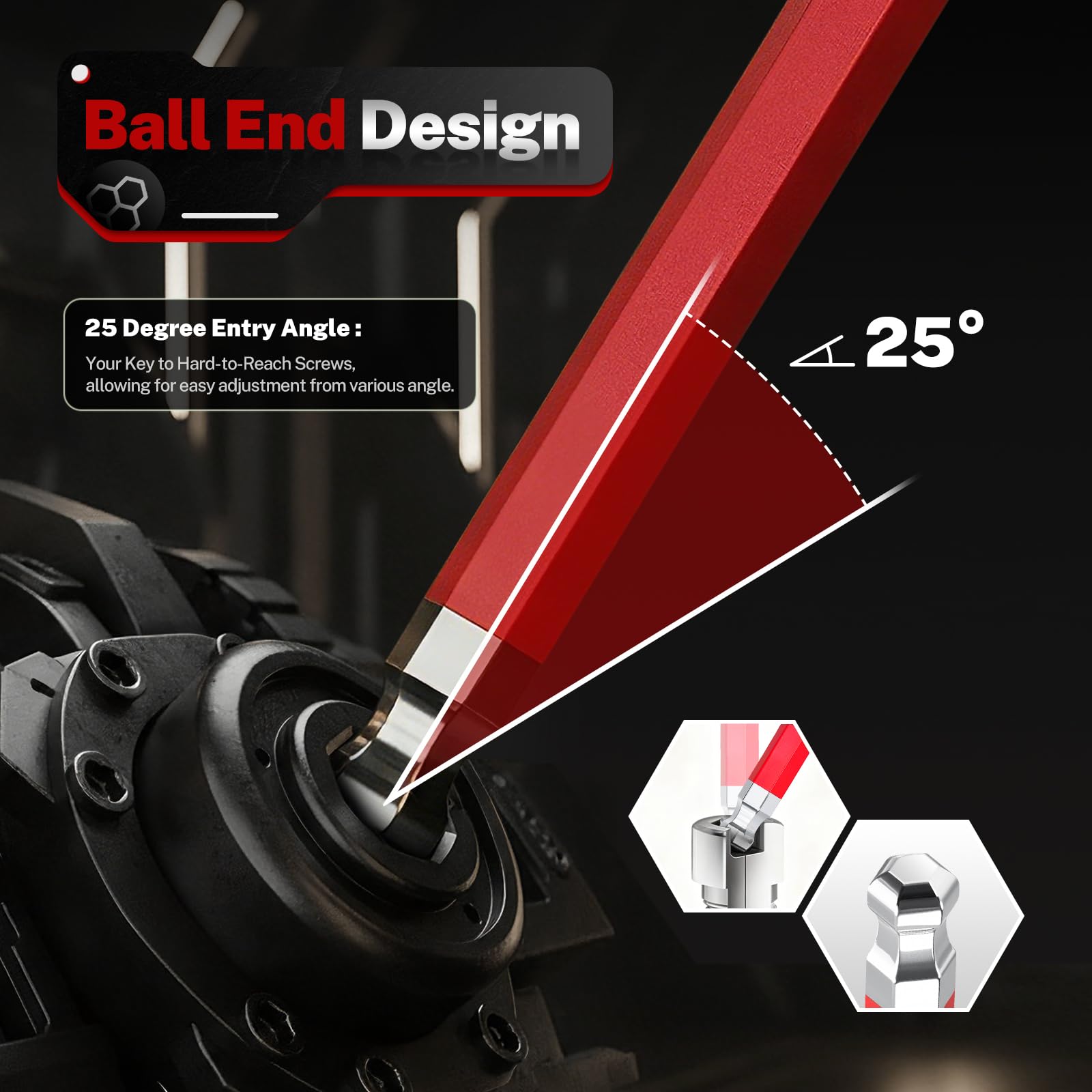 TOMMARS Set di chiavi esagonali con estremità a sfera magnetica S2 in acciaio grande con chiave esagonale a T Set di chiavi a brugola SAE (1/16 "-3/8") Metrica (1,5 mm-10 mm) TORX (T10-T50)