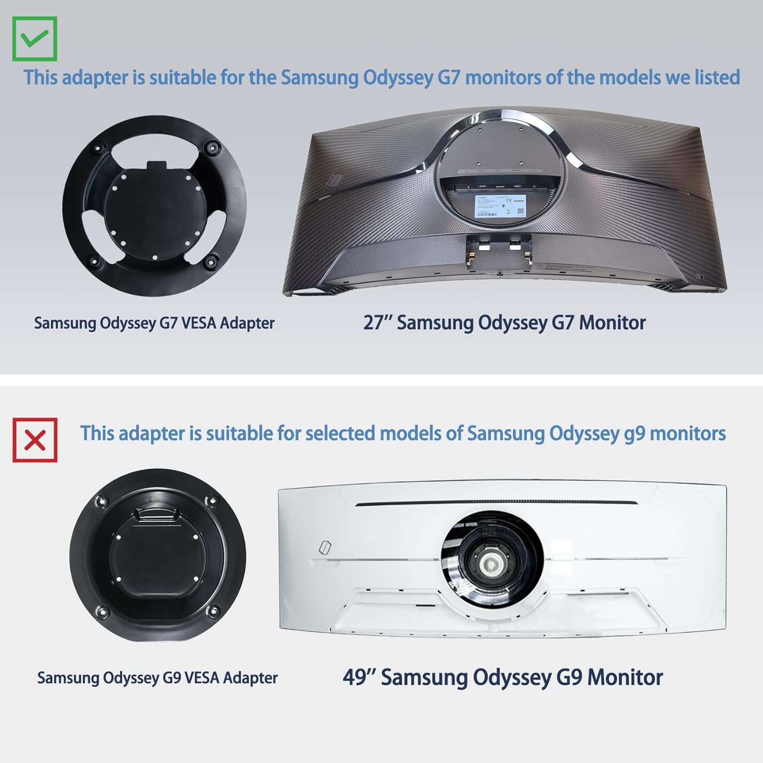 Odyssey G7 Monitor Mount Adapter Compatible with Samsung Odyssey G6 G7 vesa Mount (Fits 27'' 32'' G65B G75T G77T CHG70 28''G70A G70B 49''CHG90 CJ890 CRG90 Curved Monitor Wall Mount)