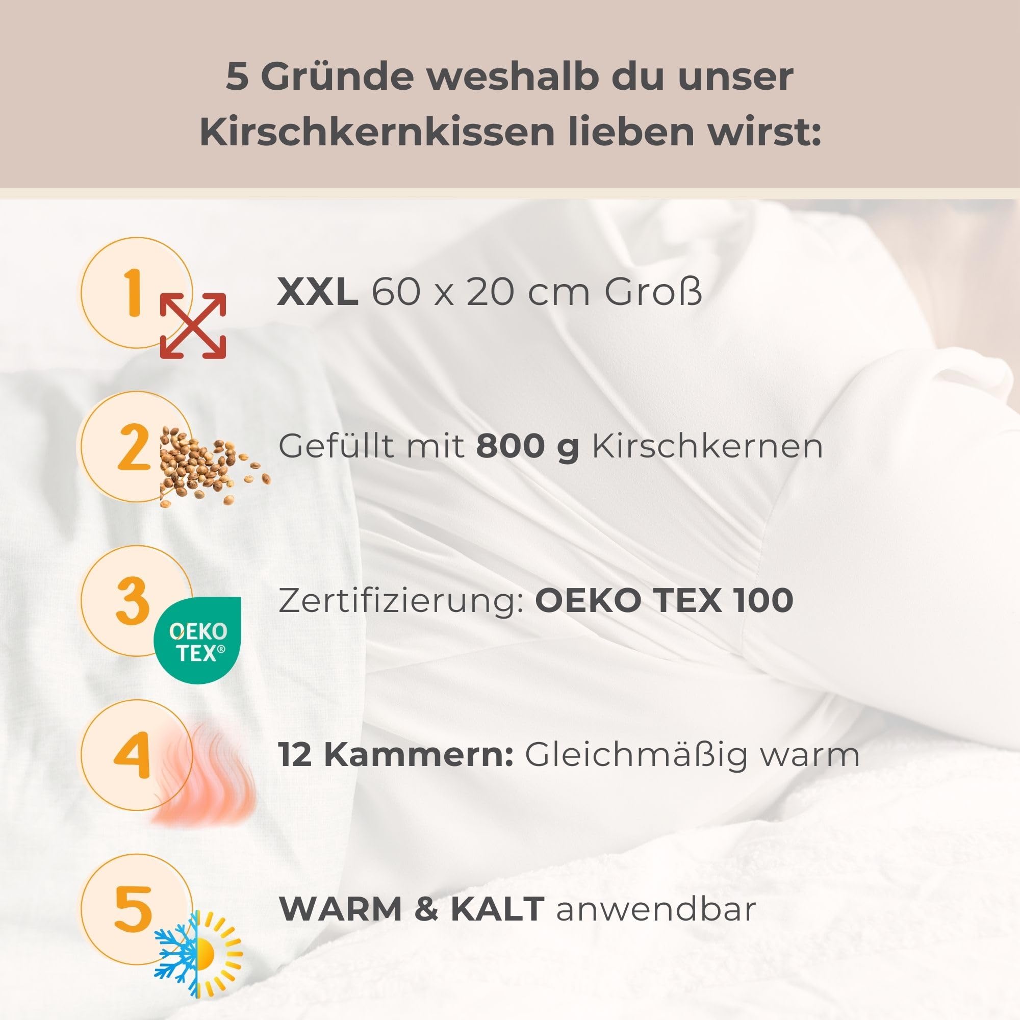 Kirschkernkissen Mikrowelle XXL 60x20cm lang : OEKO TEX, bio schadstofffrei | Körnerkissen GROß (Bauch, Rücken, Schulter, Nacken) - Traubenkernkissen Wärmekissen Geschenk (Blau)