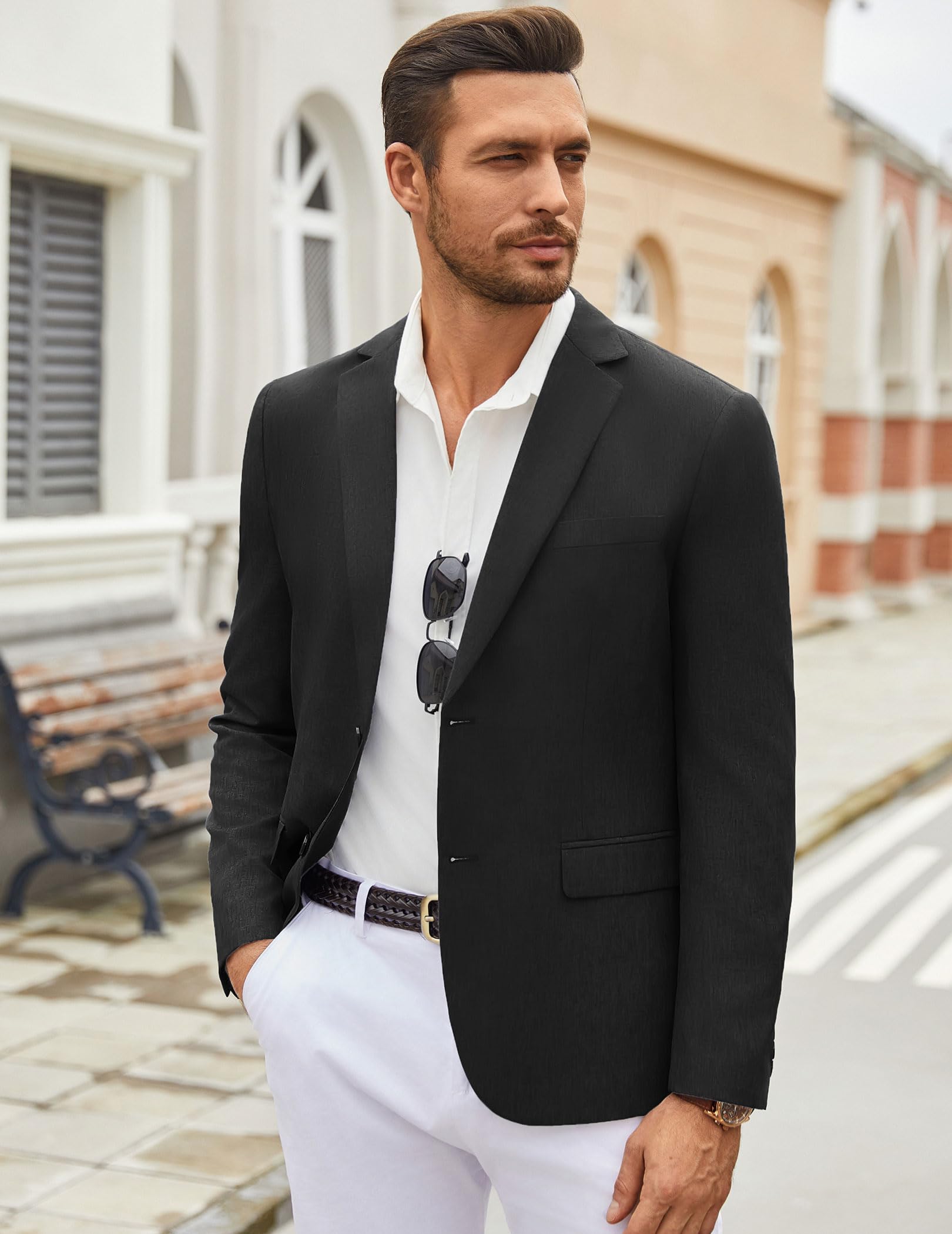COOFANDY Giacca sportiva da uomo, casual, leggera, sfoderata, vestibilità regolare, con due bottoni