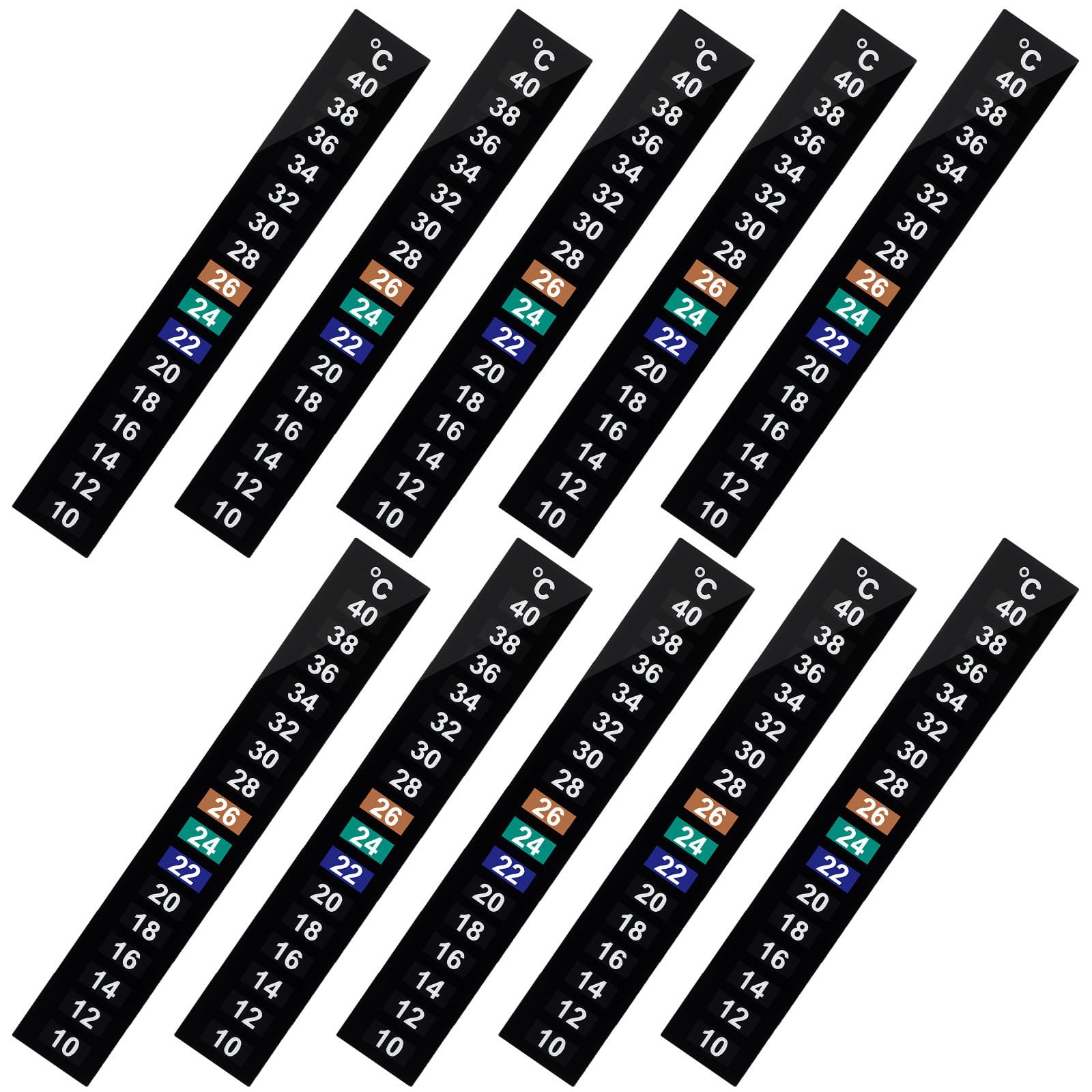 Kisangel 40piezas Digital Adhesivo De Tira Para Medición De Temperatura Interior Indicador De Color y Rango Para Acuarios y Superficies Planas