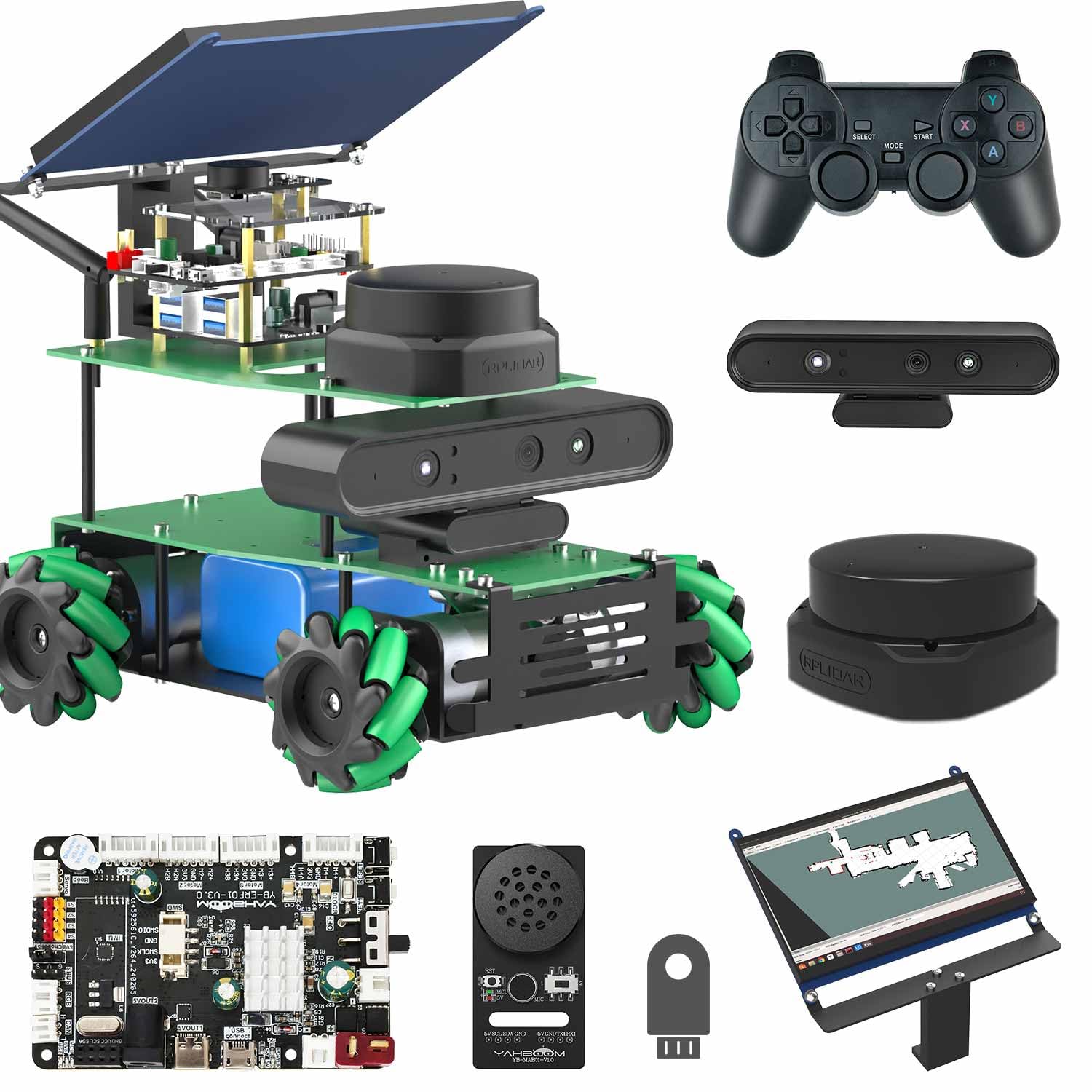 Yahboom Jetson Nano ROS2 Robot Lidar Mapping Navigation Depth Image 3D Mecanum Wheel Python Docker Programming Engineering Project Learn Robotic (Ultimate Ver-Without Nano)