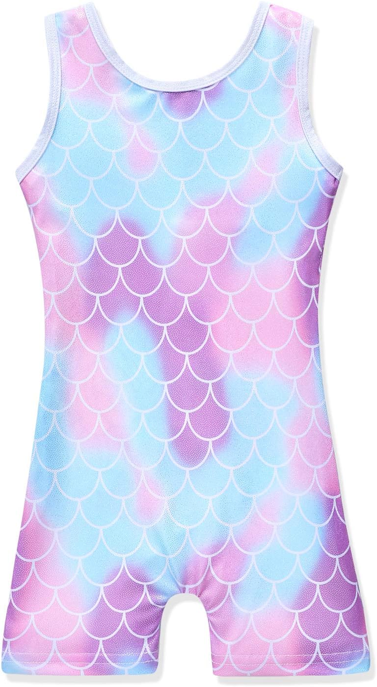 HOZIY Gymnastics Leotards for Girls with Shorts Toddlers Biketards Rainbow Unicorn Dinosaur Mermaid Leopard Flower Galaxy