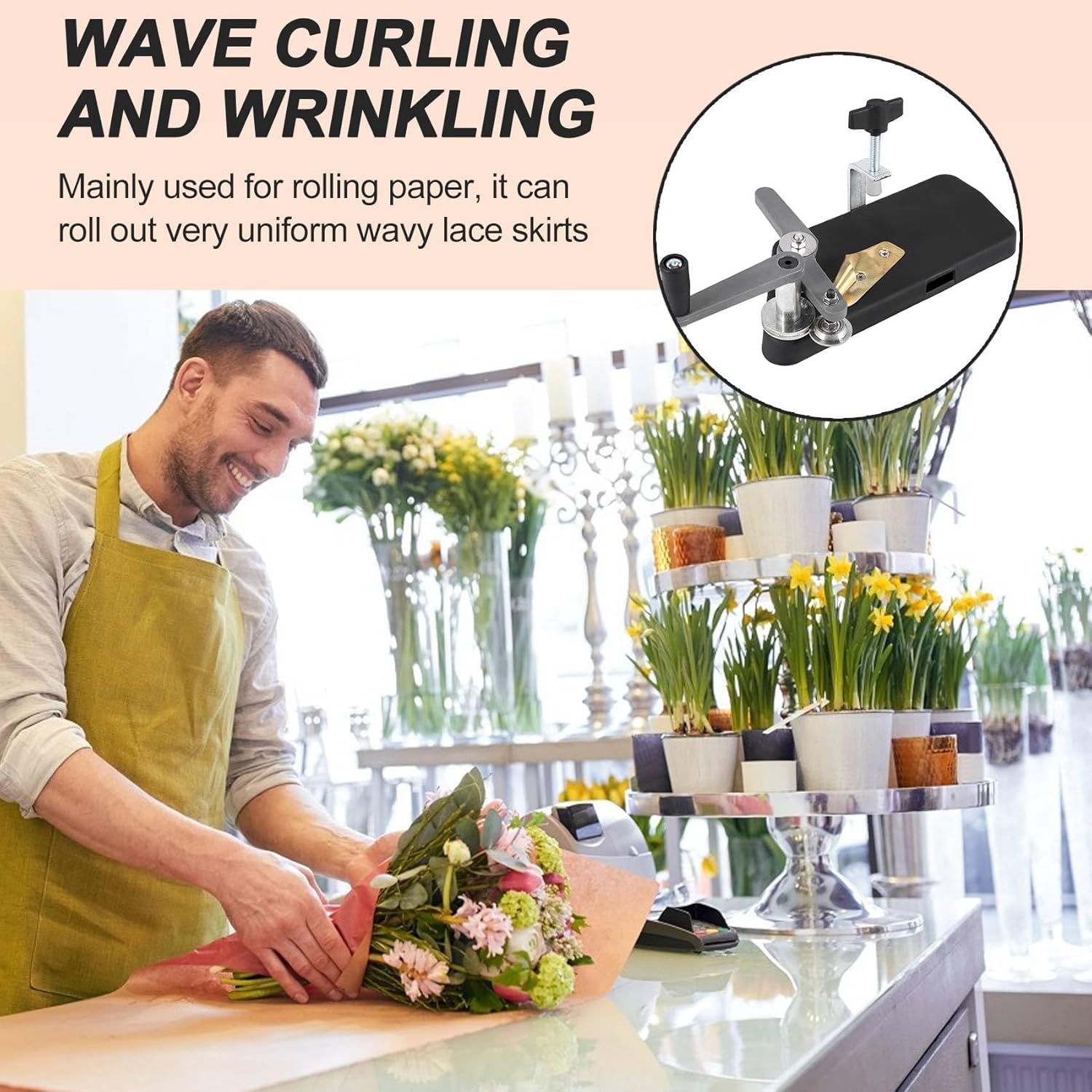 Blumen Crimp Maschine Papier Crimper, Wellen Crimp Kreppen Papier, Spitzen Werkzeuge, Blumen Verpackungen, Floristen Bedarf (Feine Zähne)