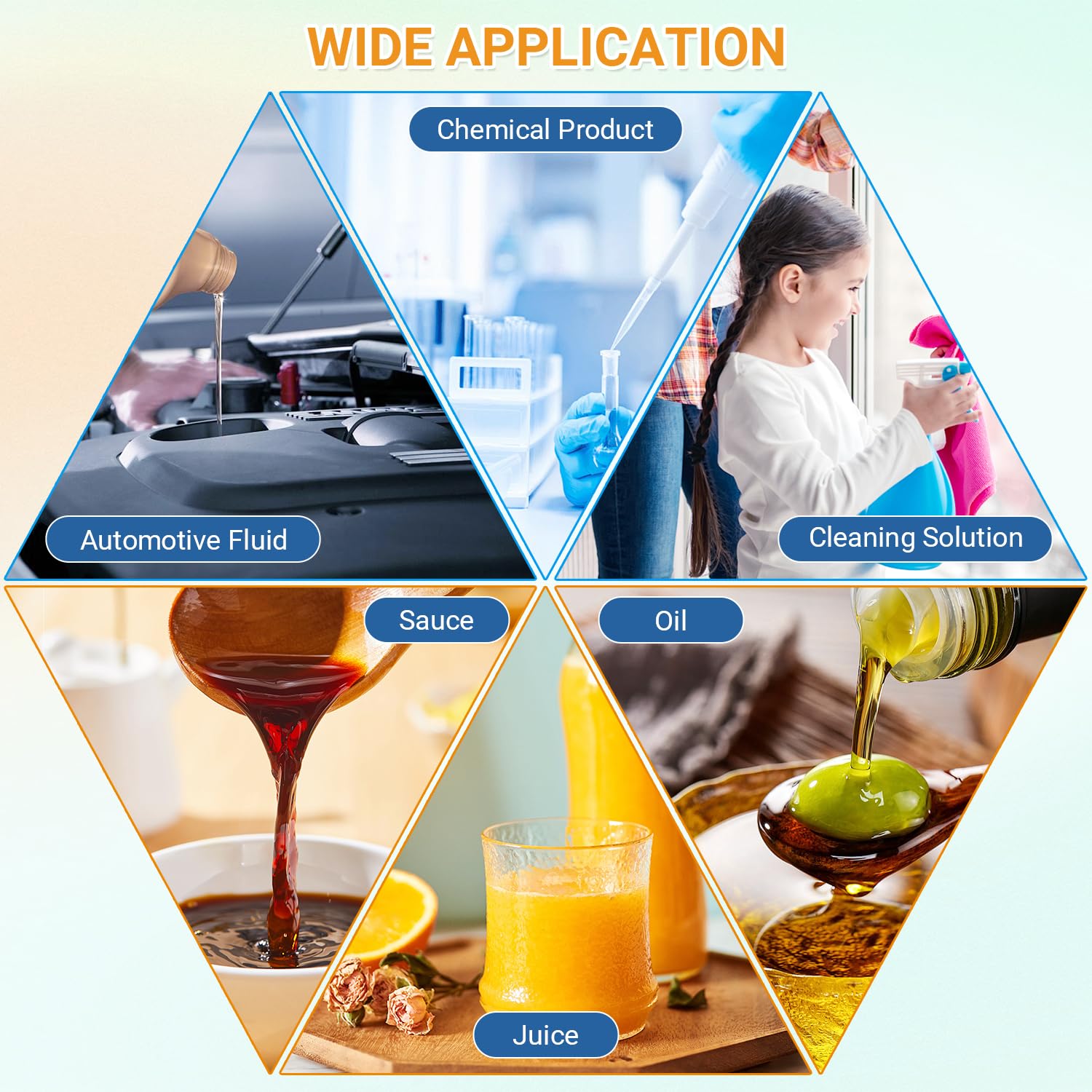 Lot de 4 pichets en plastique de style F réutilisables de qualité alimentaire en polyéthylène haute densité pour eau, sauces, savons, détergents, liquides de miel avec bouchon à visser et