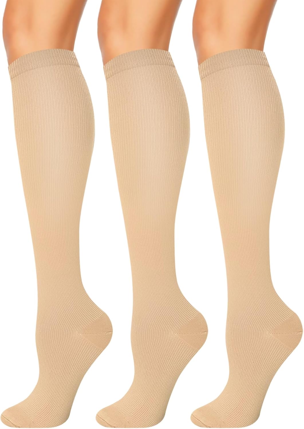 3 Pairs Compression Socks for Women & Men 15-20 mmHg,Best Support for Cycling Athletic Hiking Running