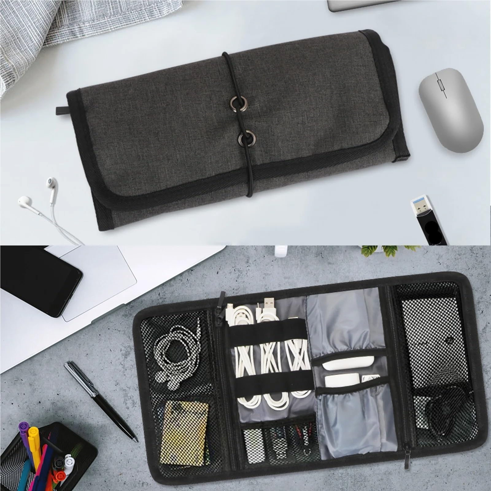 Bolsa para Cables 2 organizadores electrónicos, Estuche de Accesorios, Bolsa de Almacenamiento Digital portátil, Bolsa de Viaje for Cables, Bolsa de Transporte for Banco de energía