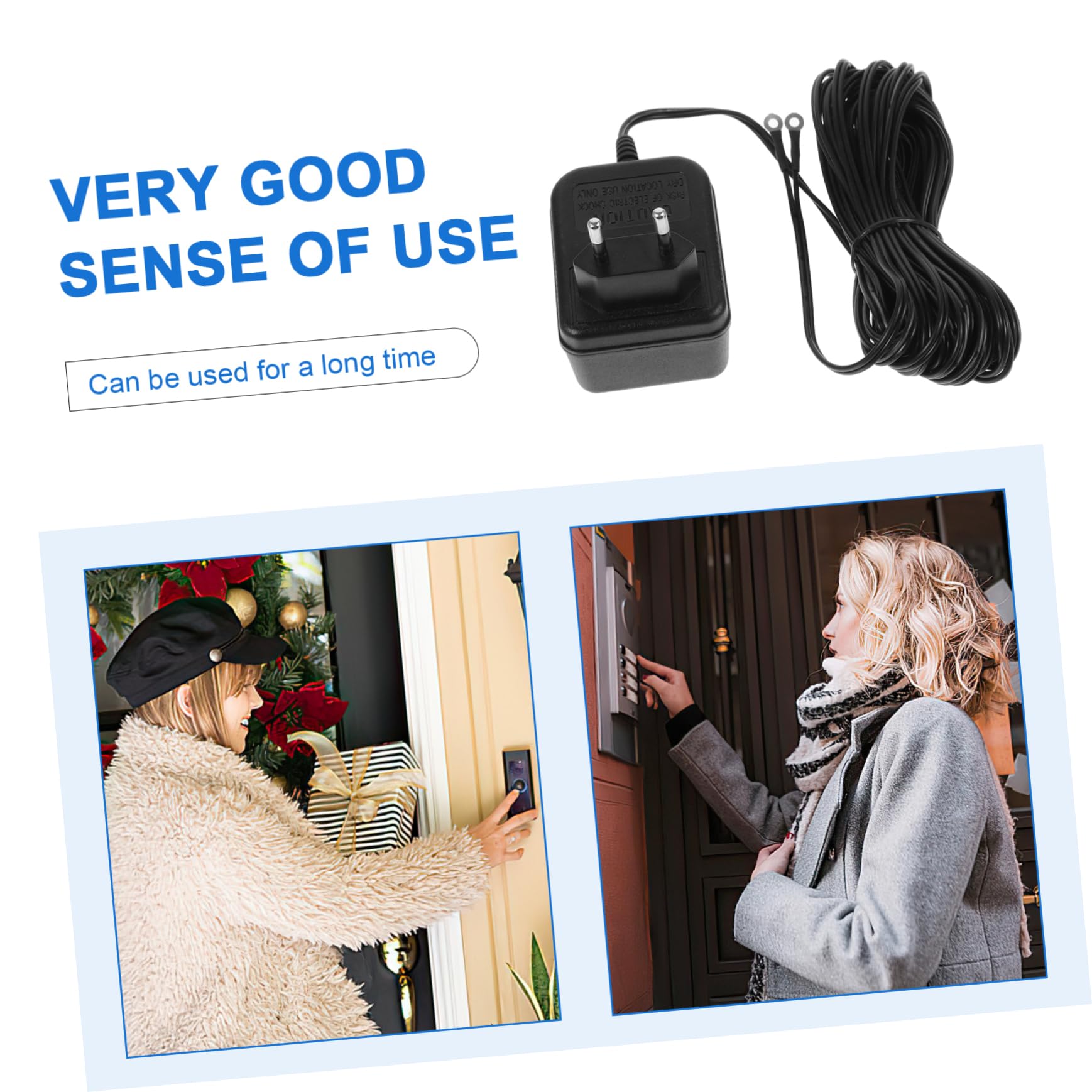 Lurrose 3 Piezas adaptador de corriente para timbre adaptador ajustable para timbre con video transformador de timbre práctico adaptador para timbre de puerta el plastico Negro