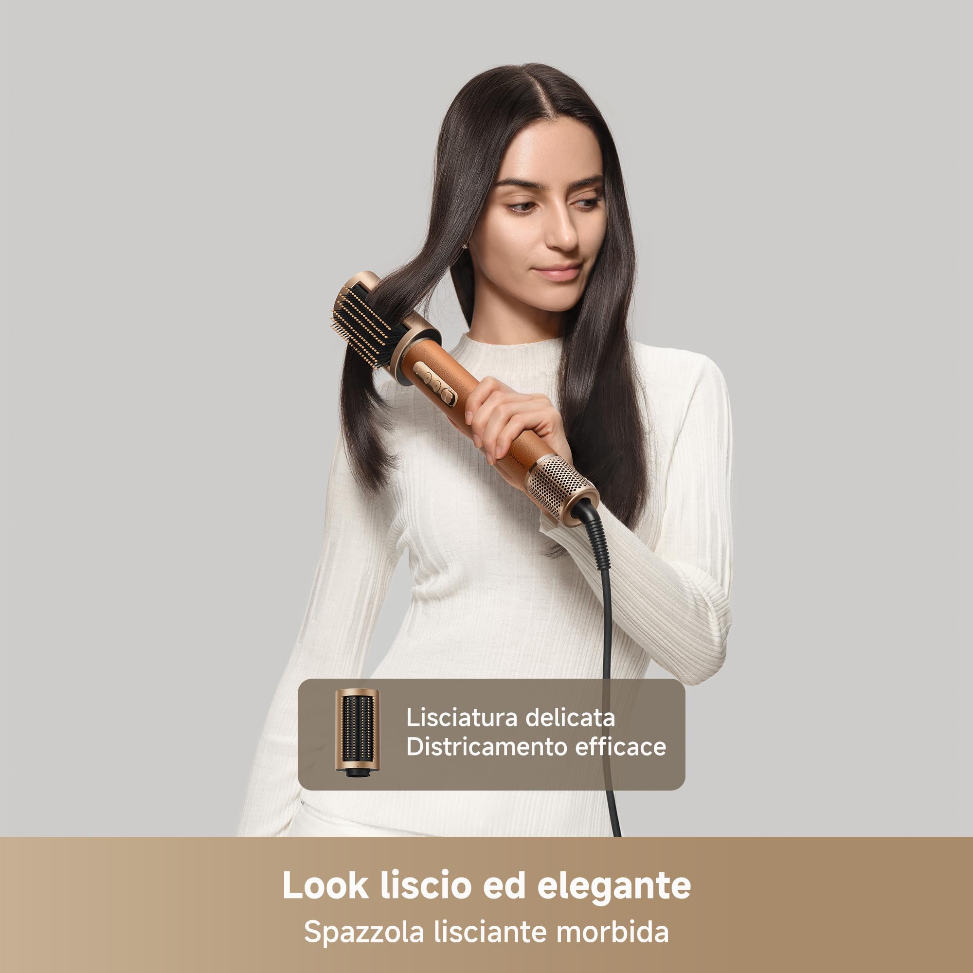 DREAME AirStyle Pro 2 7 in 1, Asciugatura Rapida, 2 Cilindri Arricciacapelli, Capelli Volumizzanti, Riduzione dell'Effetto Crespo, Confezione in Pelle, Styling a Flusso d'Aria, Design Magnetico