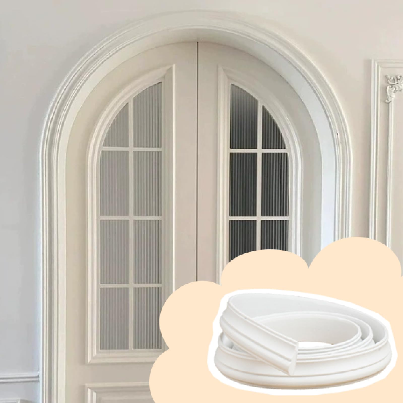 Moldura de pared flexible blanca tira de PVC doblable y cortable decorativa de 2x500cm