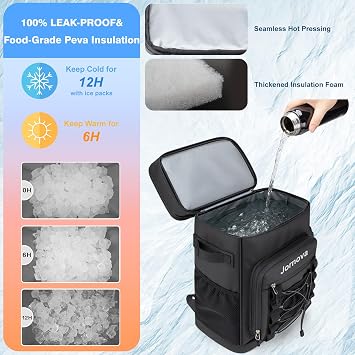 Insulated Cooler Backpack, 35L Leakproof Backpack with Double Compartments for Men & Women, Large Lunch Cooler for Camping, Beach, Travel, Picnic, Up to 48 Cans