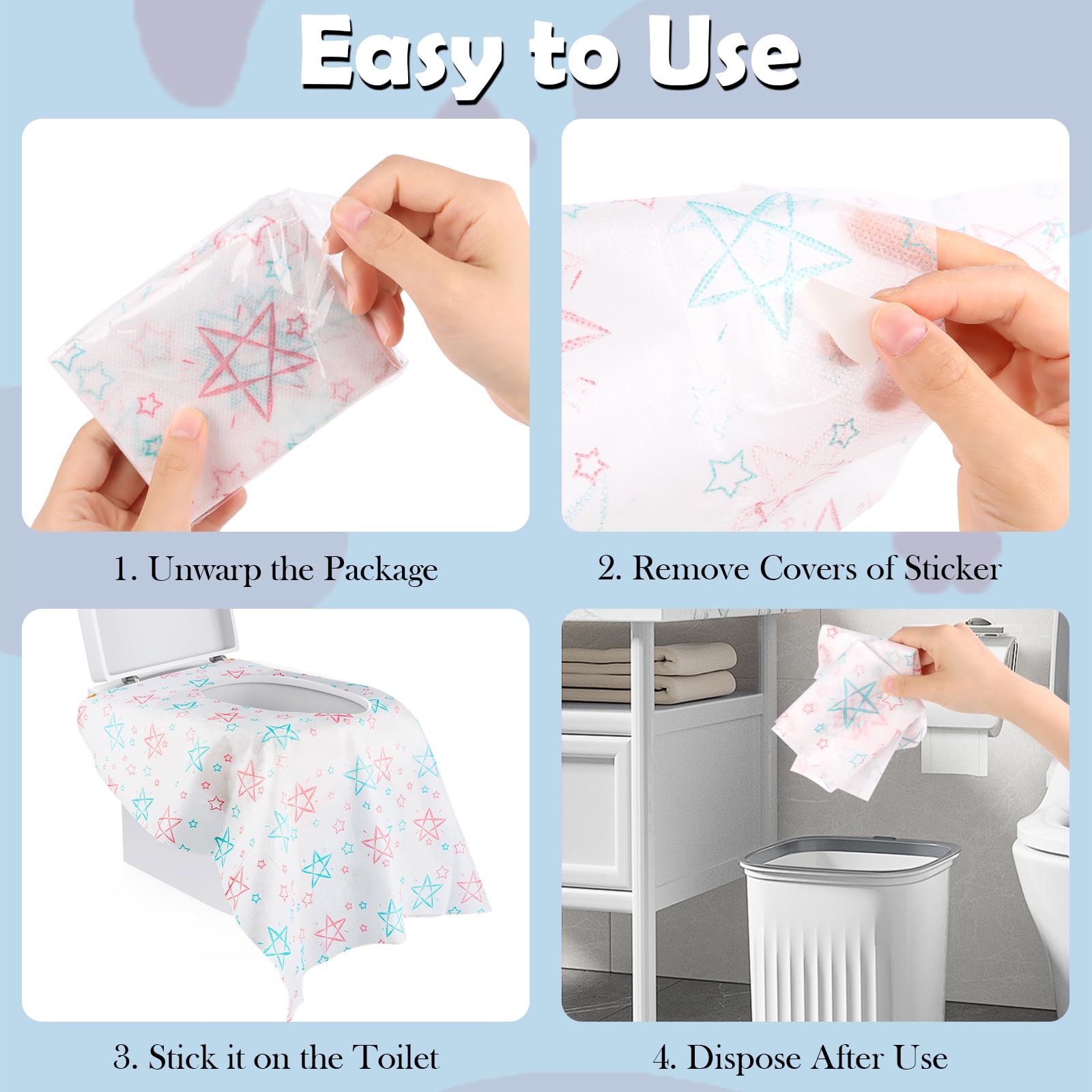 Copriwater Usa e Getta Bambini Adulti WC Monouso Portatile 65x60cm 20 Pezzi