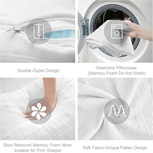 Miniatura 5 de Meoflaw Juego de 2 almohadas refrescantes para dormir, tamaño estándar, almohada de espuma viscoelástica triturada, almohada estándar ajustable para