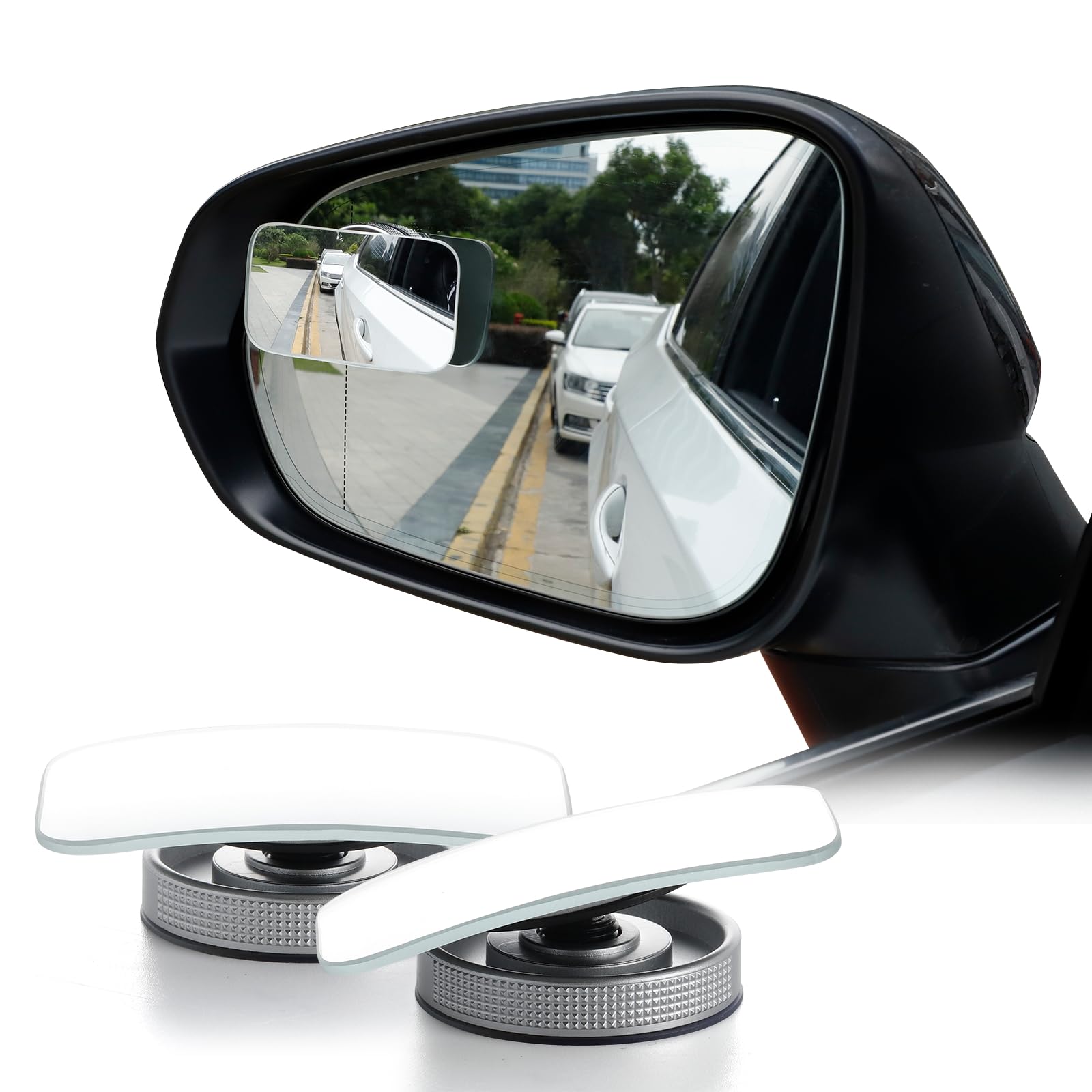 LivTeeBlind Spot Car Mirror, Rectangular HD Glass Frameless Convex Side Mirror Blindspot, Reusable 360° Wide Angle Rear View Car Mirrors with Powerful Adjustable Suction Cup - Exterior Mirrors