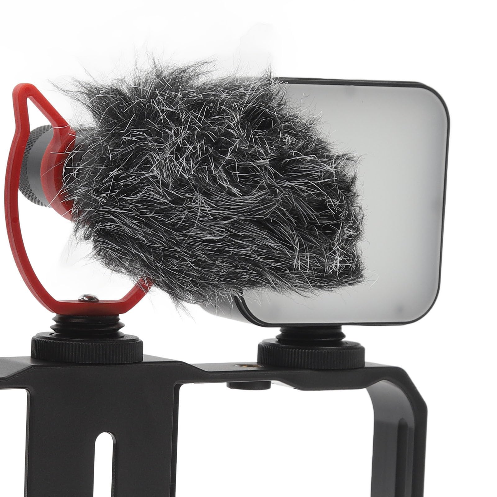 Kit en Vivo de Jaula para Cámara, Kit Universal de Plataforma de Video para Teléfono Inteligente y Cámaras, Plataforma Estabilizadora de Teléfono con Mango Lateral de Luz LED de